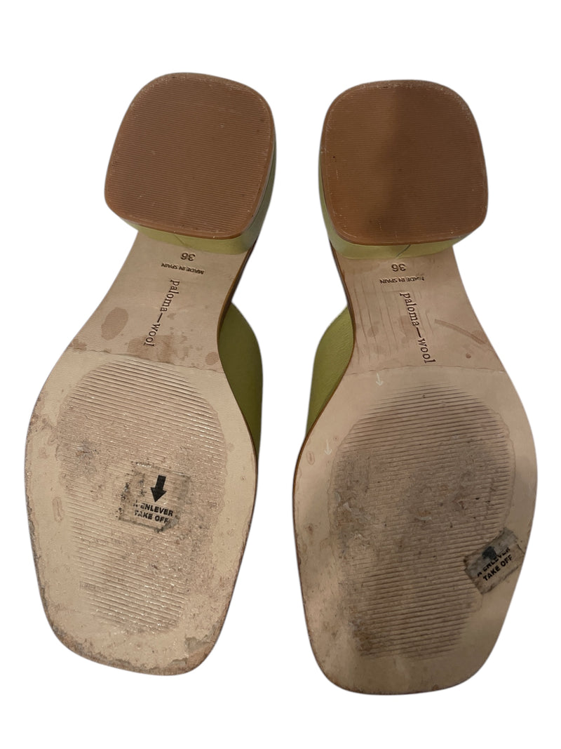 PALOMA WOOL/Sandals/EU 36/Stripe/Leather/GRN/Open-Toe/Tornado Mule