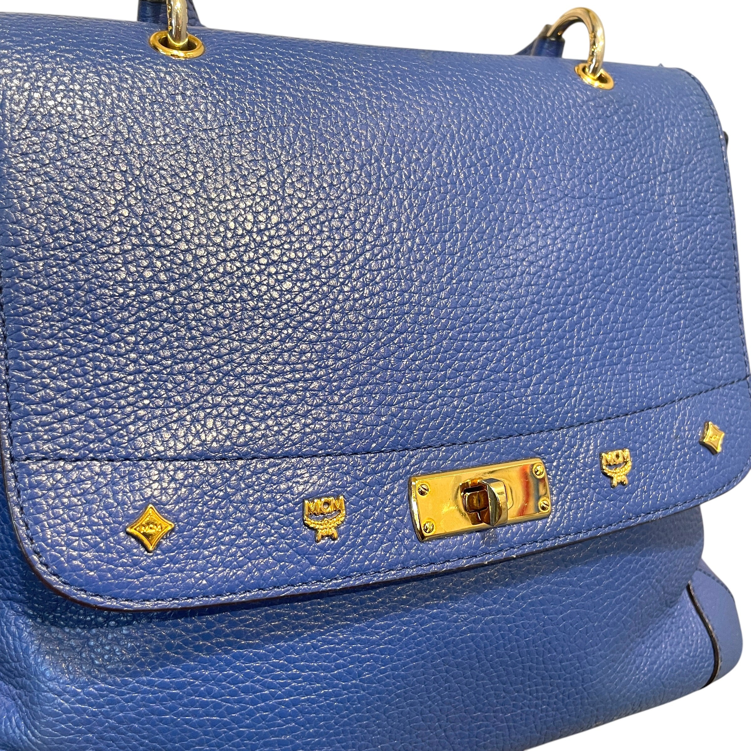 MCM/Clutch Bag/Leather/BLU/Leather handle bag Sky blue view 4