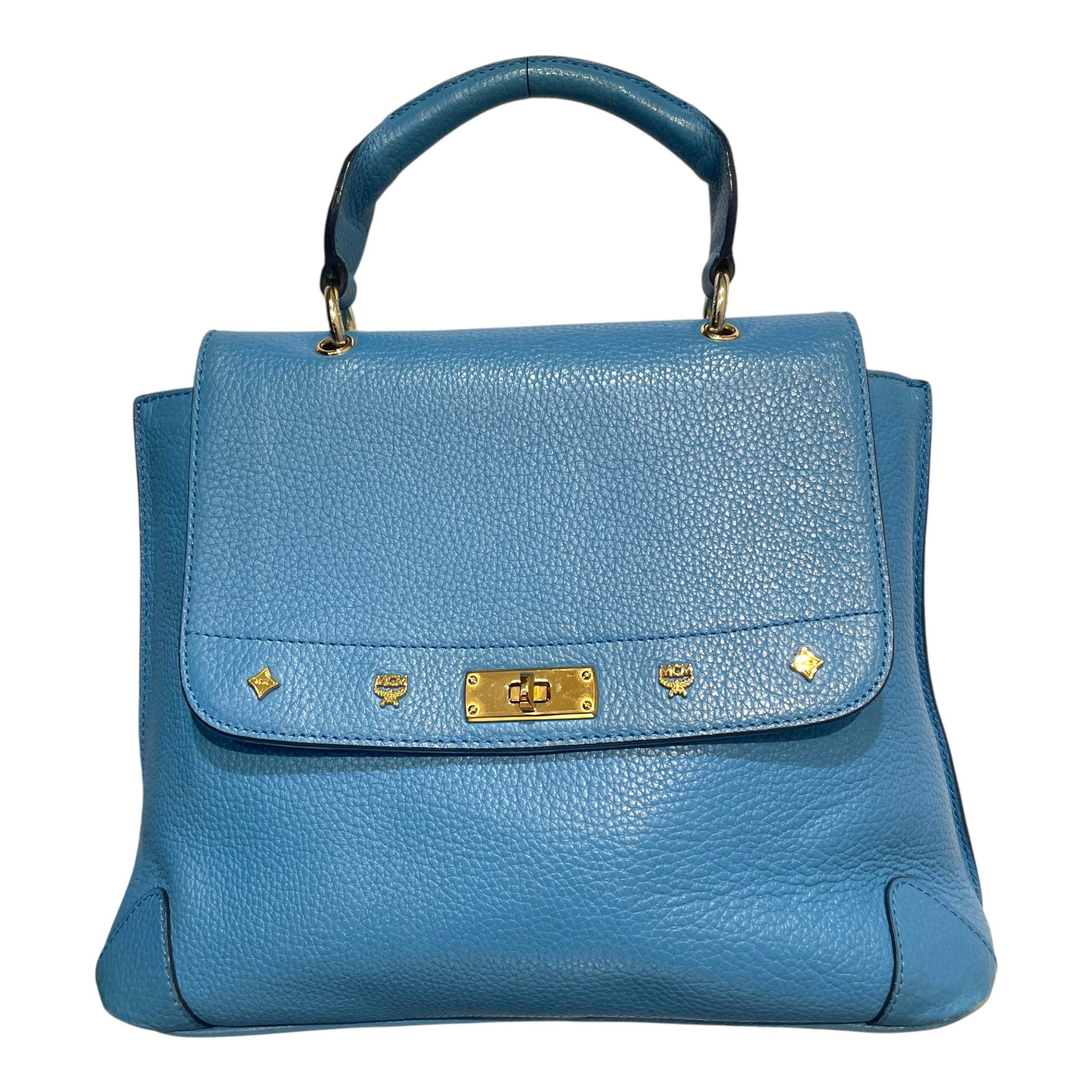 MCM/Clutch Bag/Leather/BLU/Leather handle bag Baby blue view 1