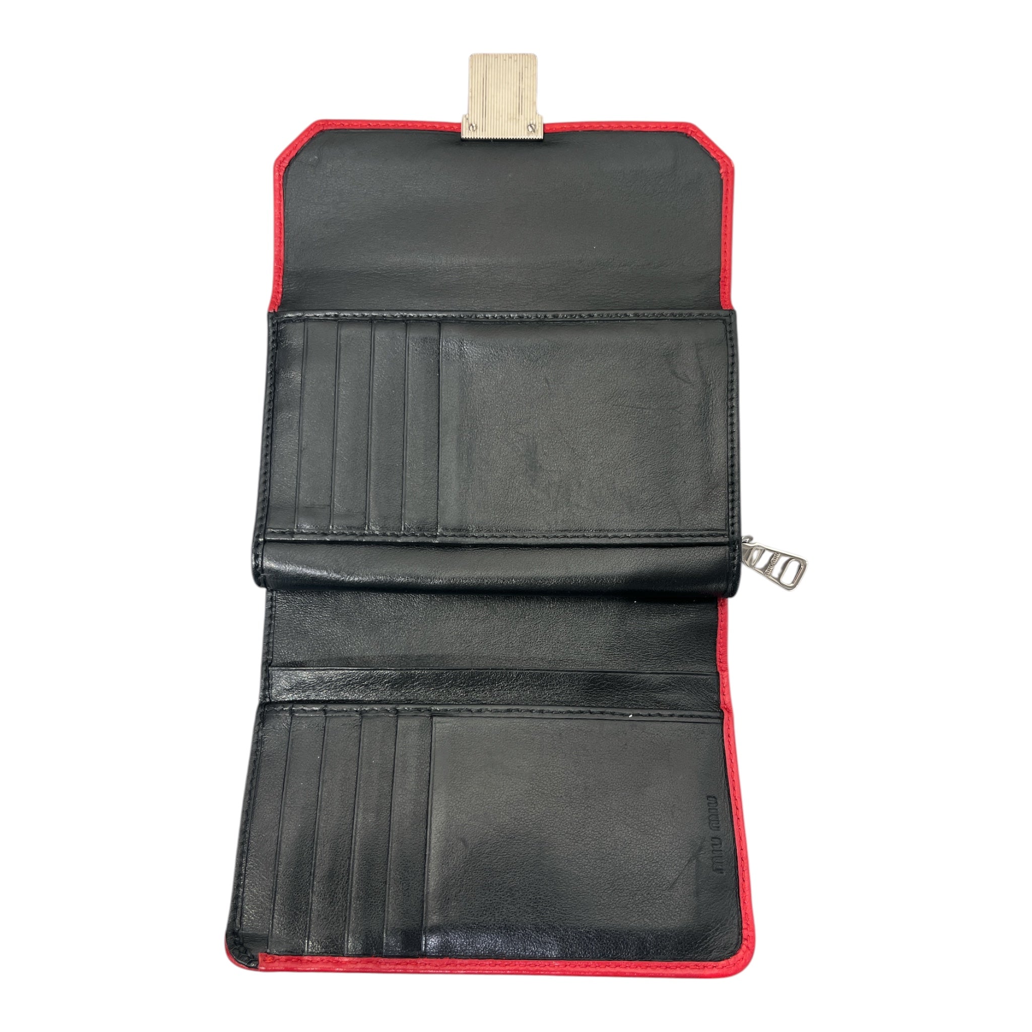 MIU MIU/Bifold Wallet/Leather/RED/METALLIC CLASP view 2