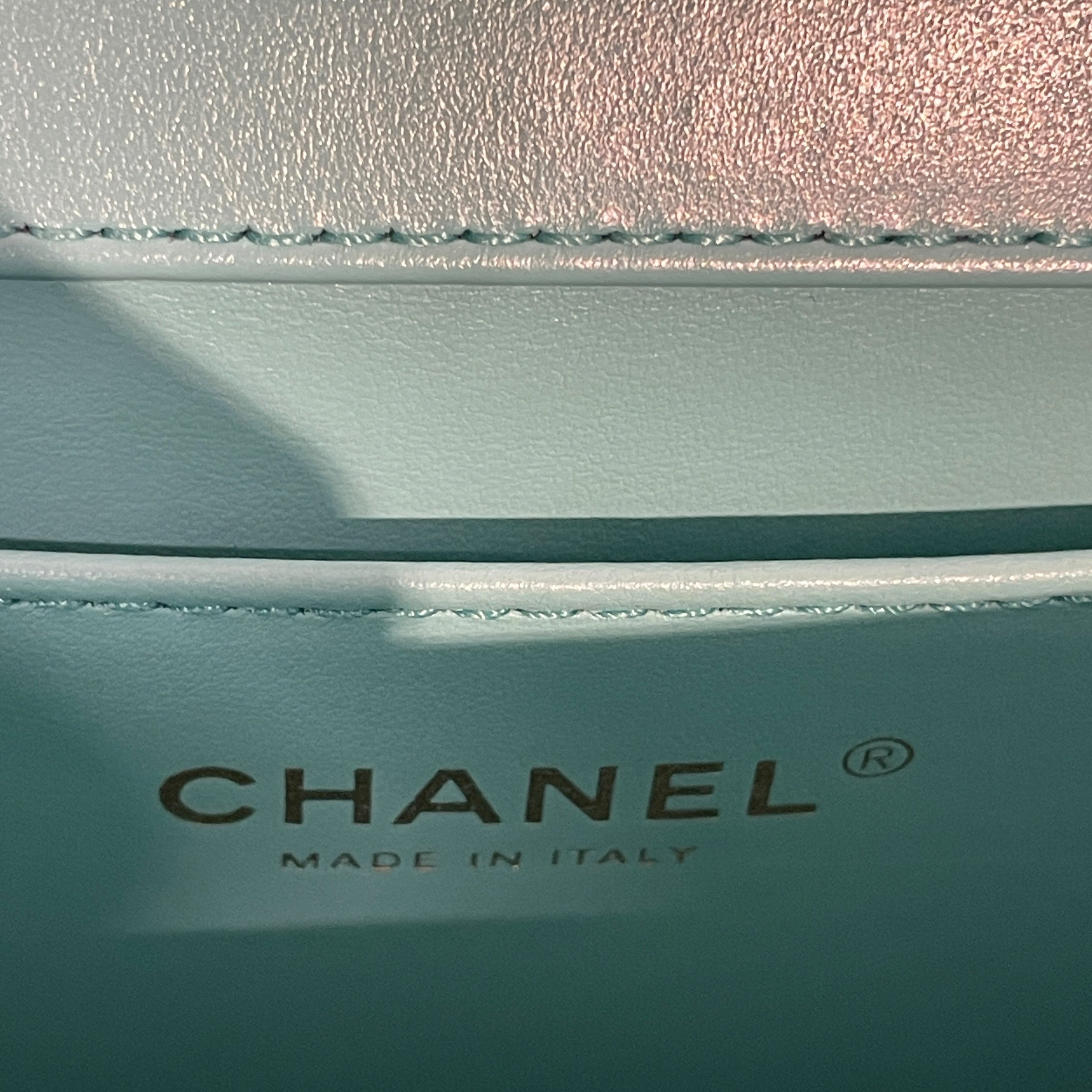 CHANEL/Hand Bag/Leather/BLU/Gold and Teal lambskin quilted view 3