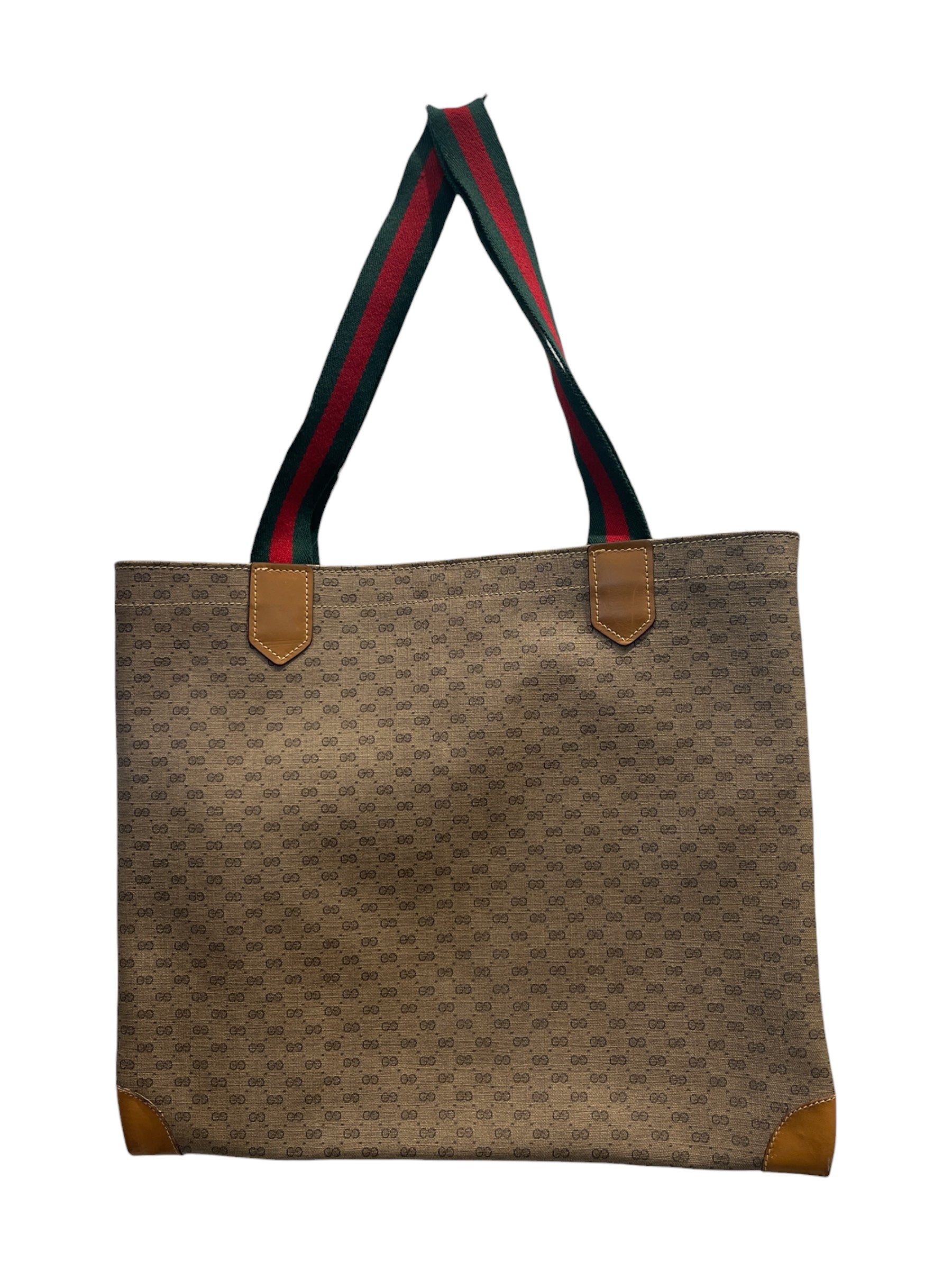 GUCCI/Tote Bag/Monogram/Leather/BEG/MICRO GG CANVA WEB STRAPS view 2