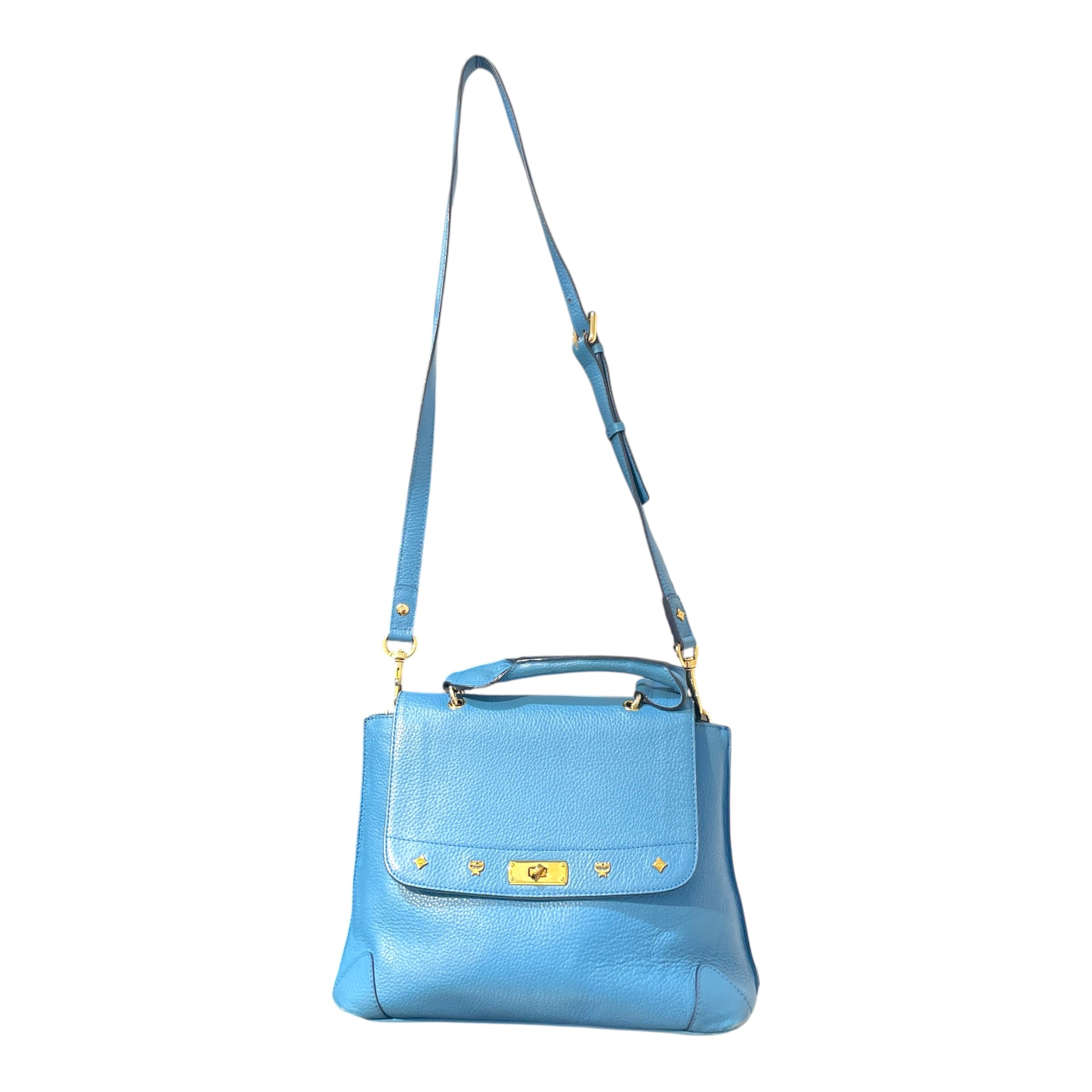 MCM/Clutch Bag/Leather/BLU/Leather handle bag Baby blue view 5