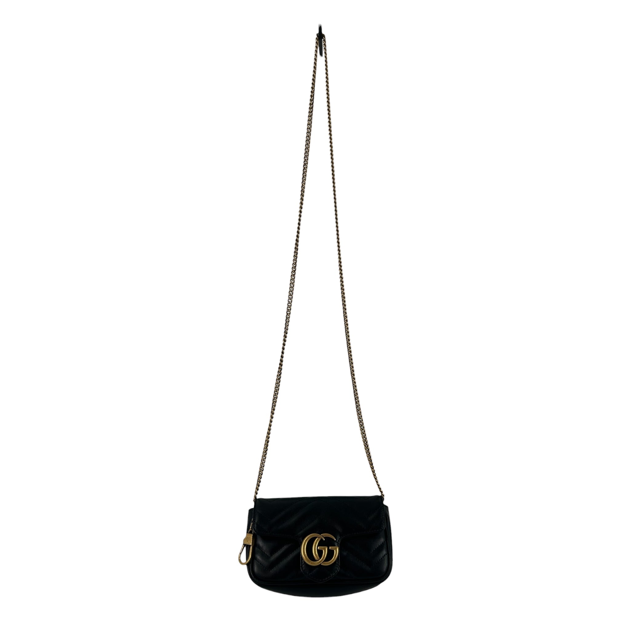 GUCCI/Cross Body Bag/Leather/BLK/GOLDHRDWARE/LONGSTRAP/HEARTBCK view 1