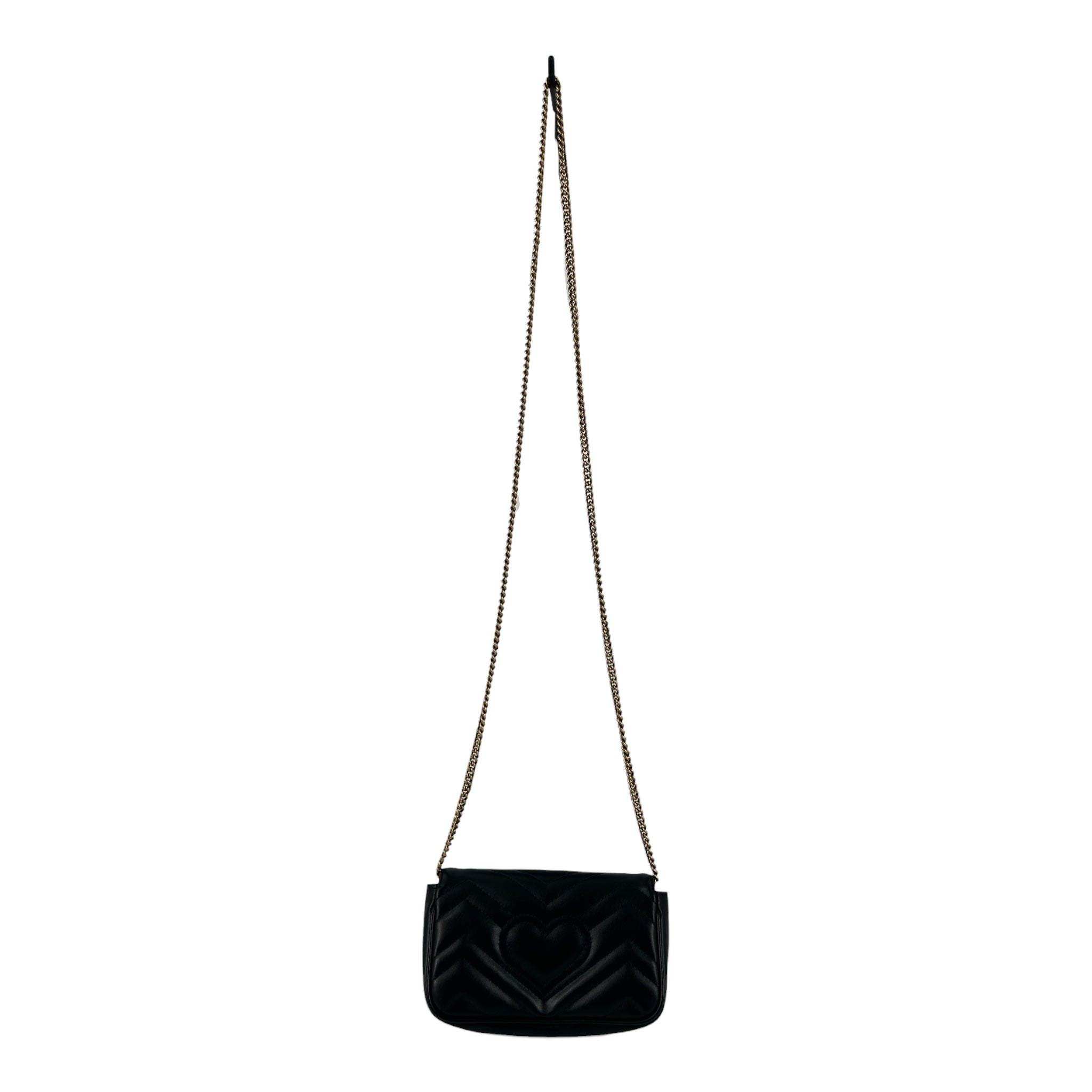 GUCCI/Cross Body Bag/Leather/BLK/GOLDHRDWARE/LONGSTRAP/HEARTBCK view 2