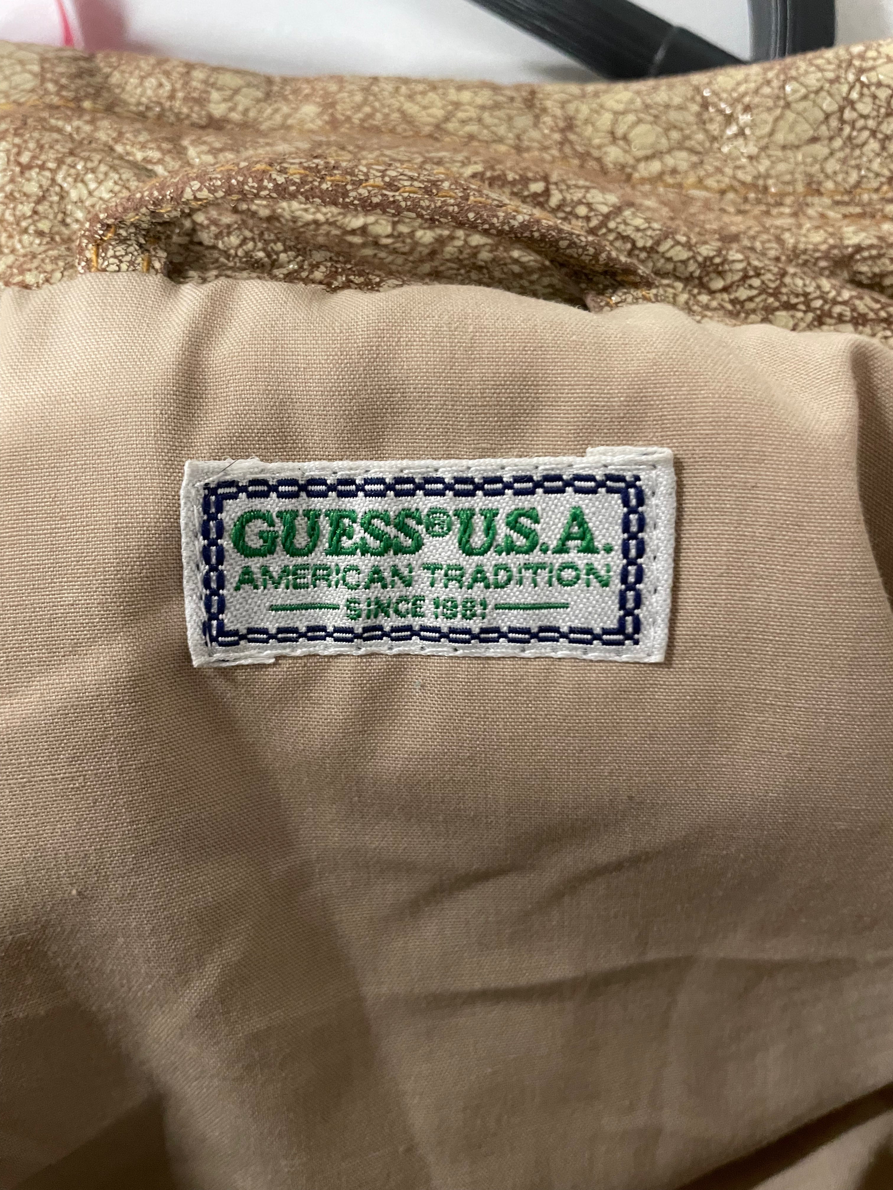 GUESS/Leather Jkt/M/Leather/BEG/CRACKED LEATHER view 3
