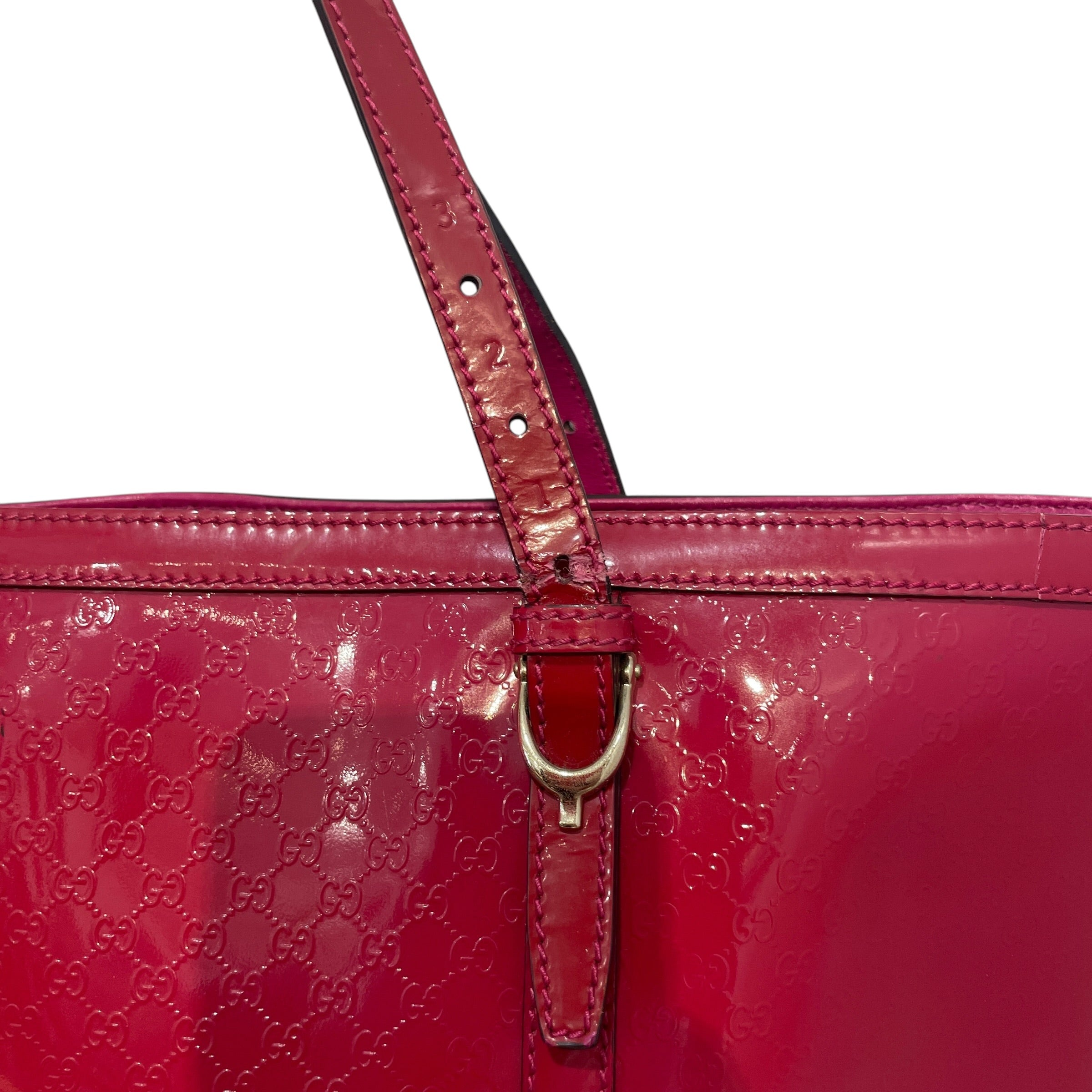 GUCCI/Tote Bag/Monogram/Leather/PNK/Patent Microguccissima Tote view 4