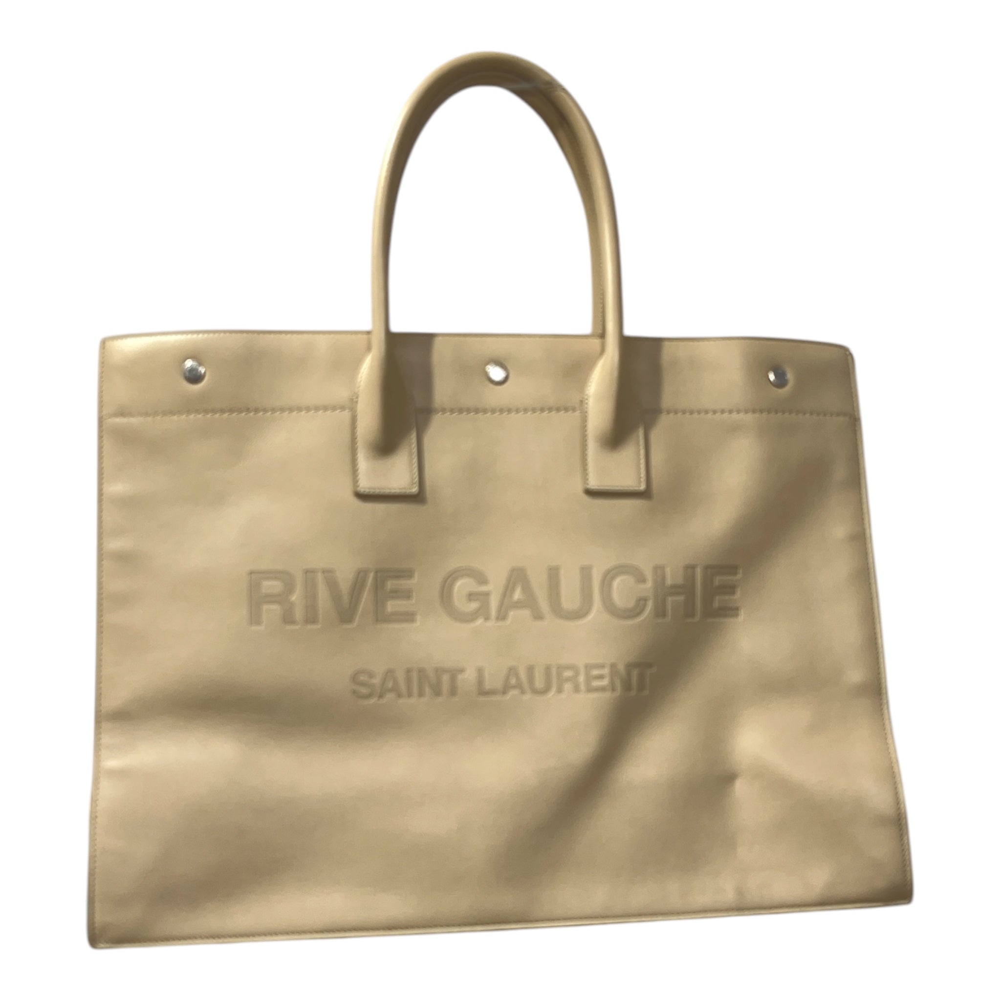 YVES SAINT LAURENT/Tote Bag/Leather/BEG/DEBOSSSED LOGO CALFSKIN view 1