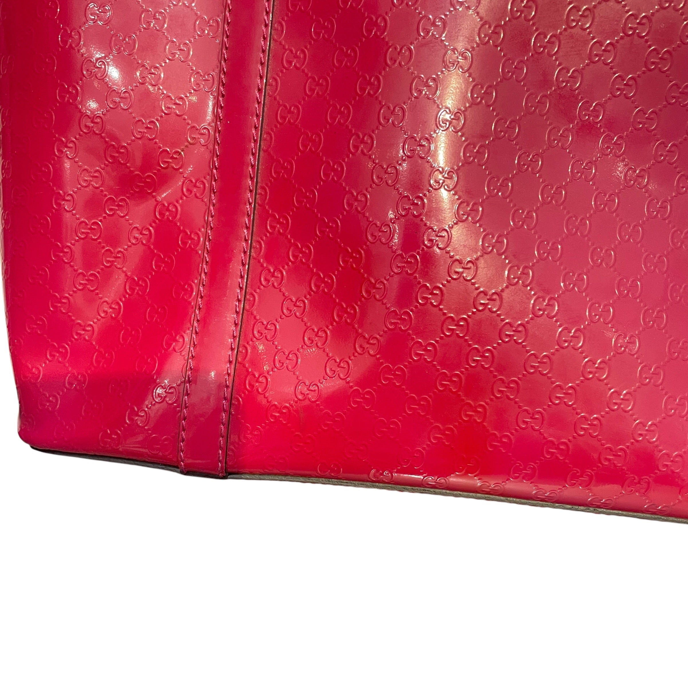GUCCI/Tote Bag/Monogram/Leather/PNK/Patent Microguccissima Tote view 6