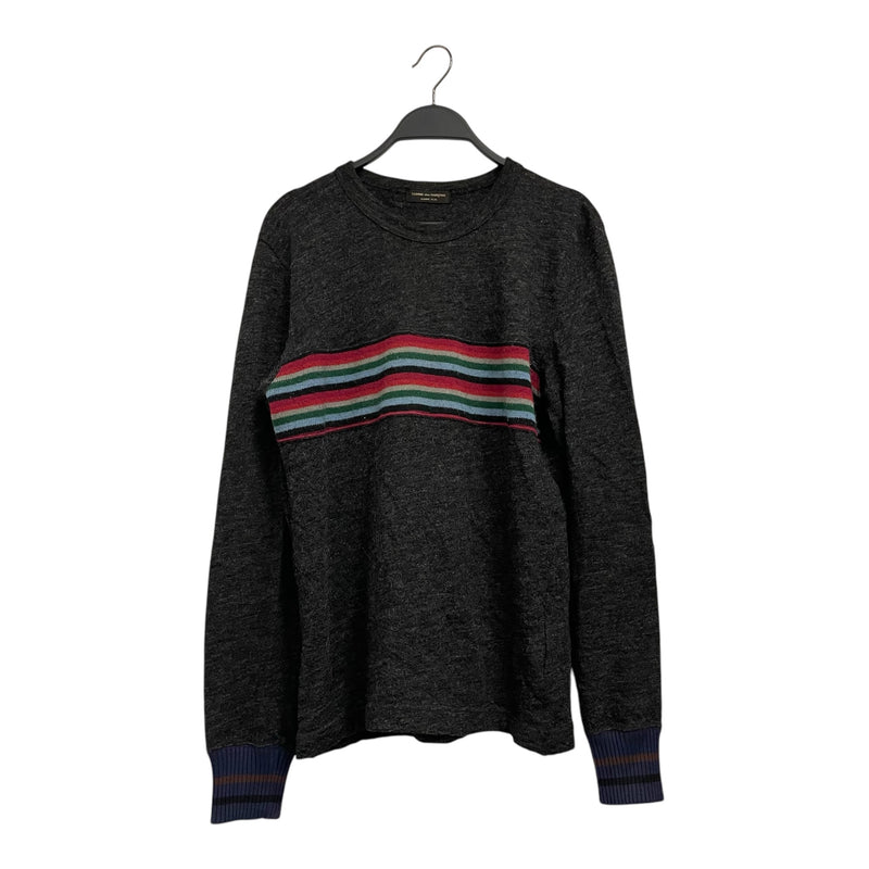 COMME des GARCONS HOMME PLUS/Sweater/Stripe/Alpaca/GRY/2004 PNK/GRN/BLU CHEST STRIPE