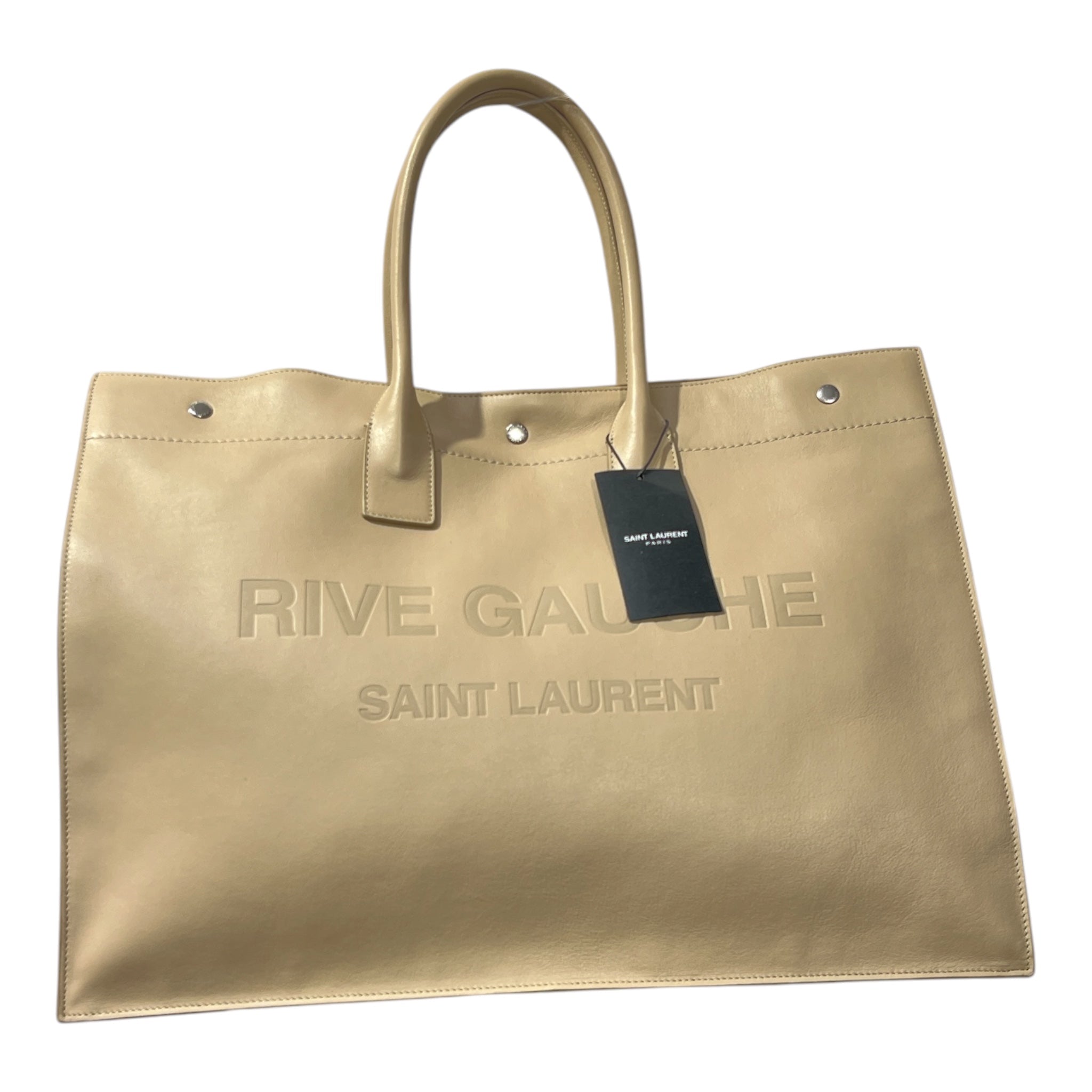 YVES SAINT LAURENT/Tote Bag/Leather/BEG/DEBOSSSED LOGO CALFSKIN view 1