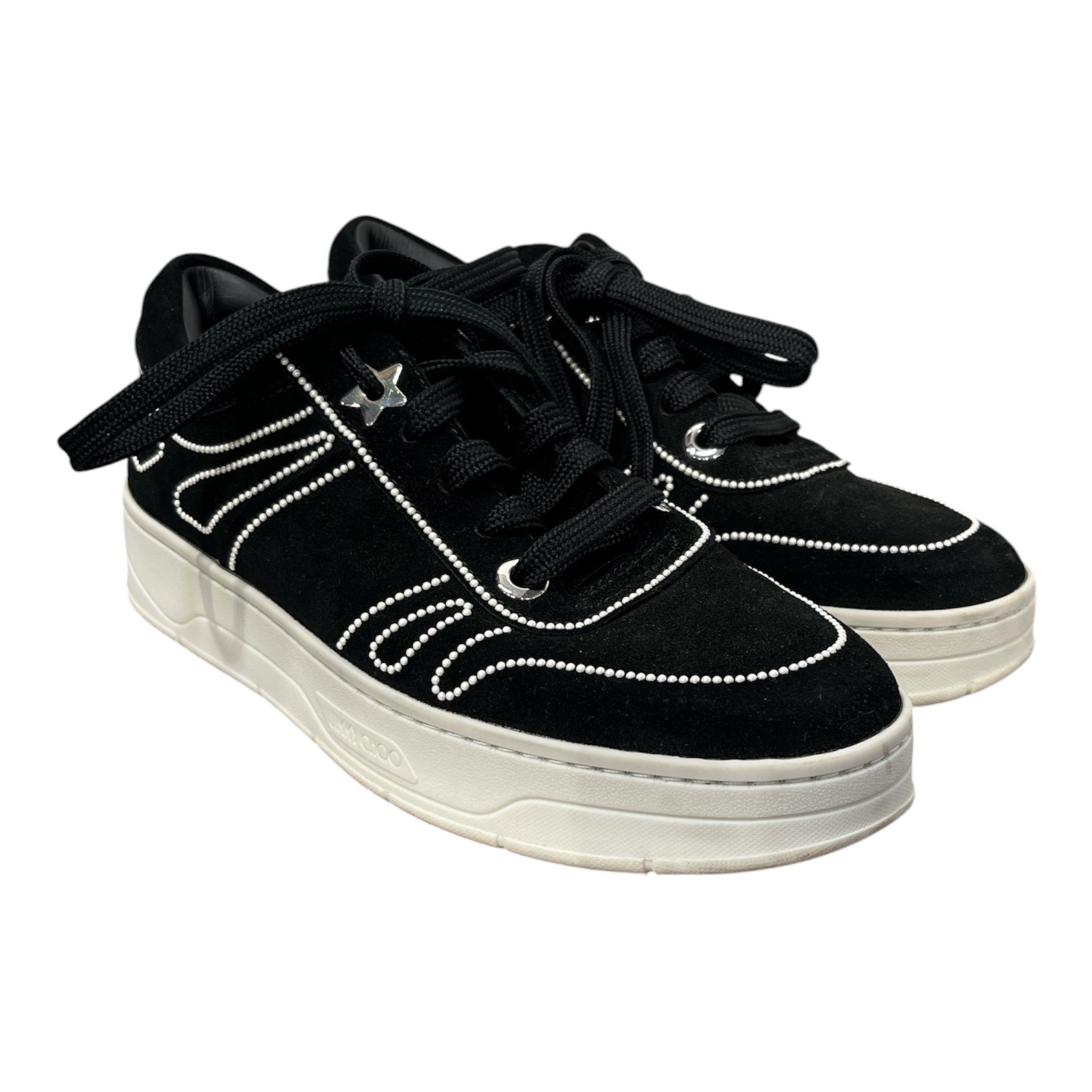 JIMMY CHOO/Low-Sneakers/EU 38.5/Suede/BLK/PEARLLINING view 1