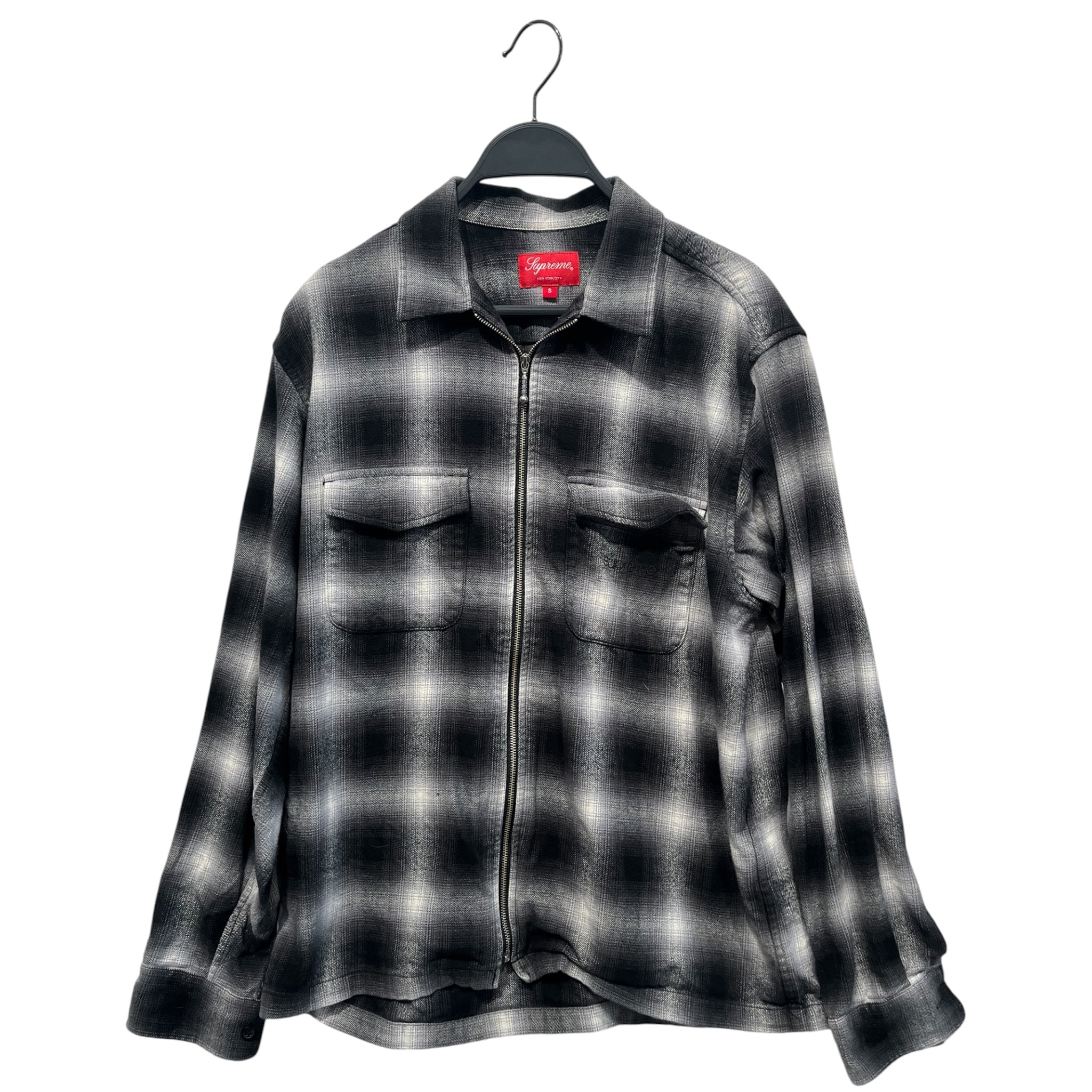 Supreme/Flannel Shirt/S/Plaid/Cotton/GRY/silver zipper flannel/ view 1