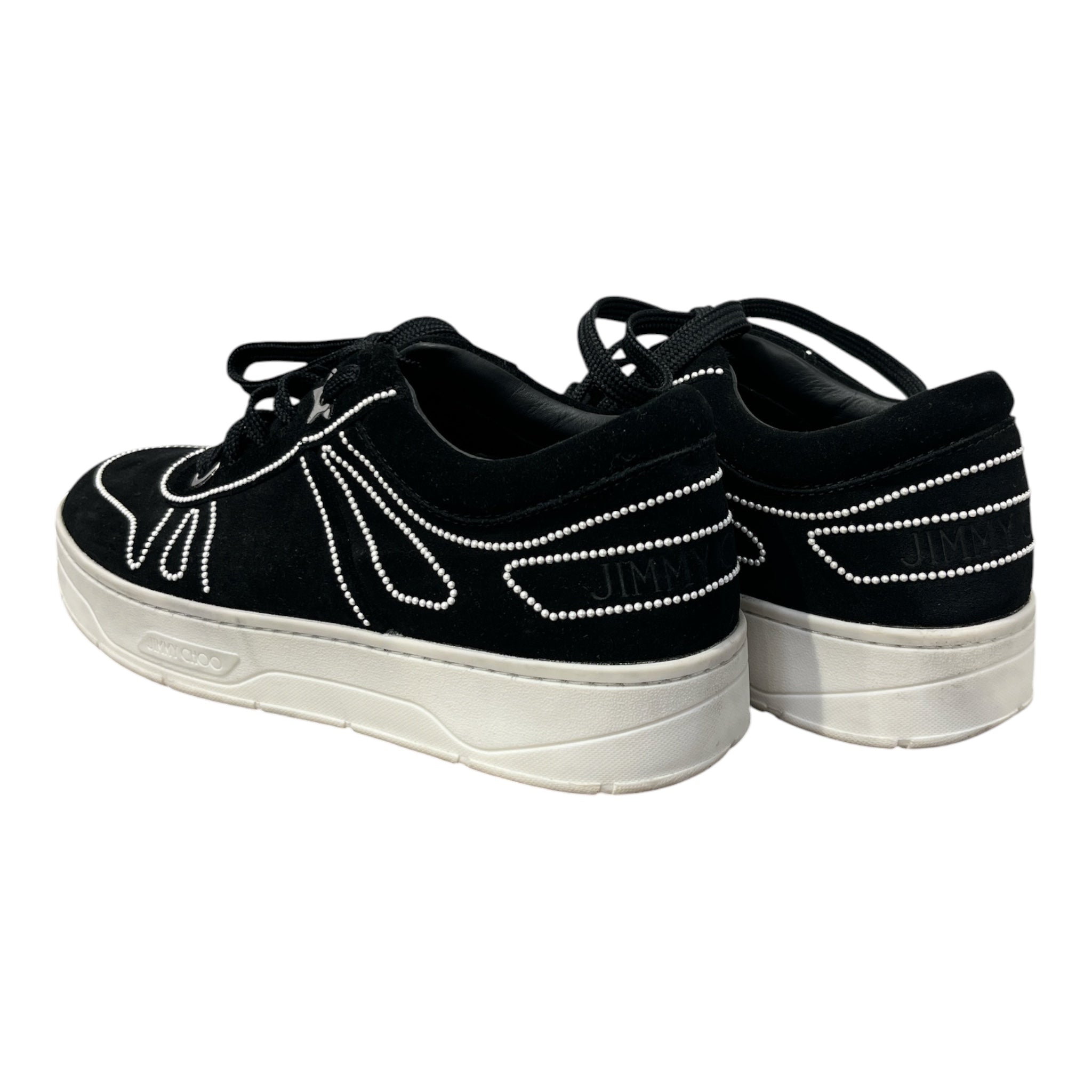 JIMMY CHOO/Low-Sneakers/EU 38.5/Suede/BLK/PEARLLINING view 2