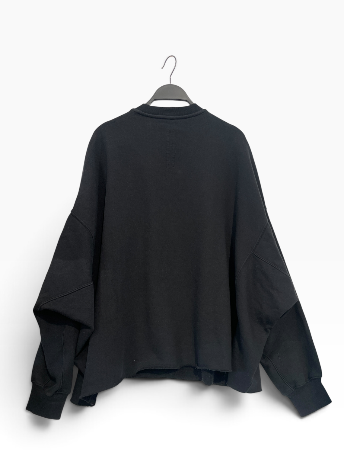 RICK OWENS DRKSHDW/Sweatshirt/OS/Cotton/BLK/web style raw edge hem view 2