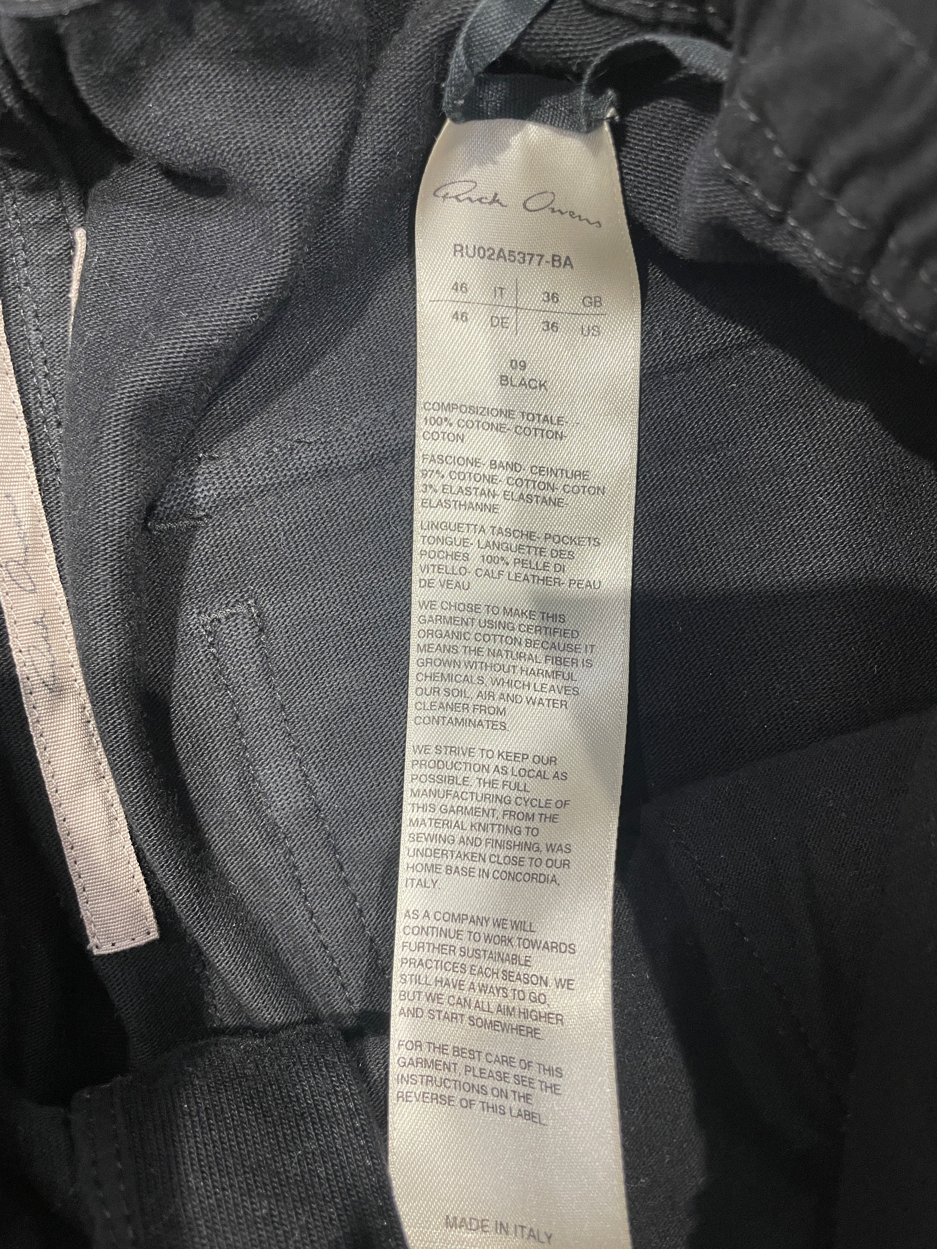 Rick Owens/Straight Pants/36/Cotton/BLK/cargo zip pckts, view 3