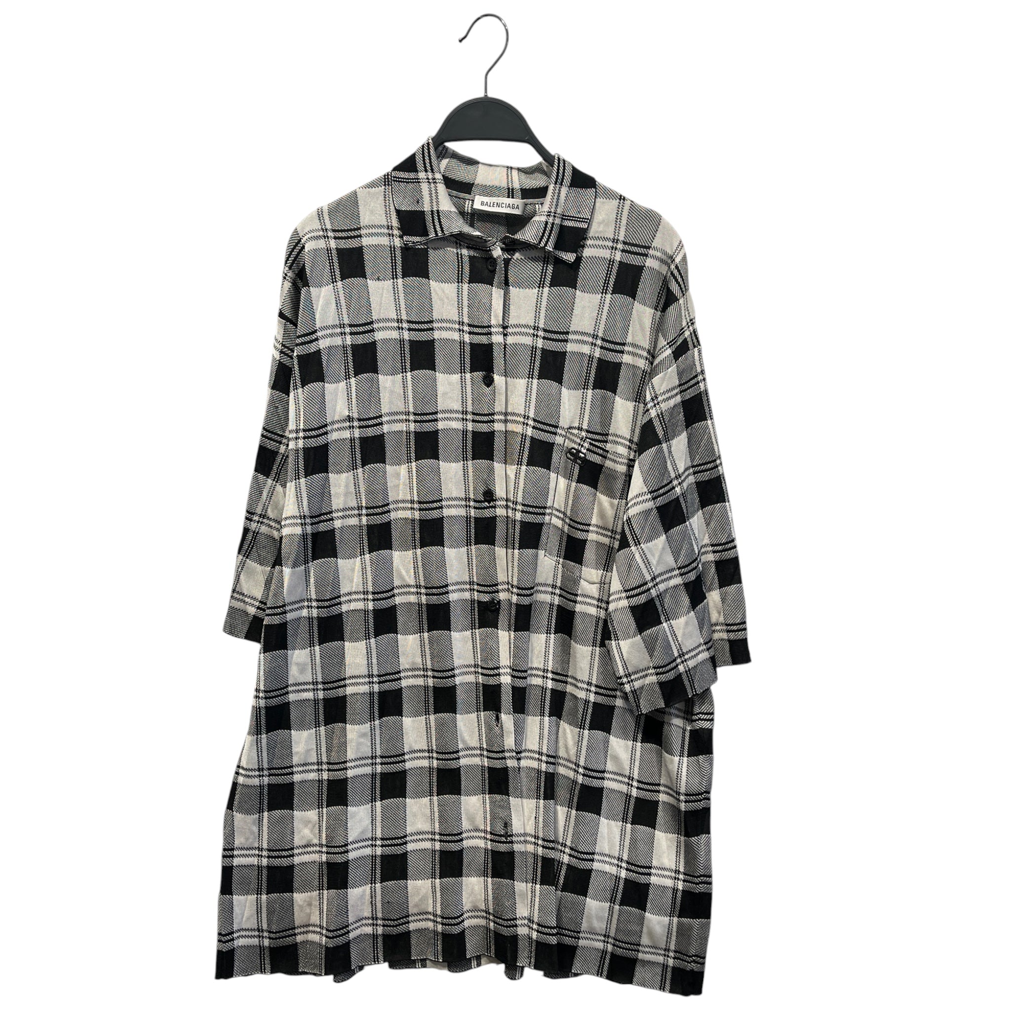 BALENCIAGA/Polo Shirt/XS/MLT/All Over Print/BLACK AND WHITE CHECKED SHIRT view 1