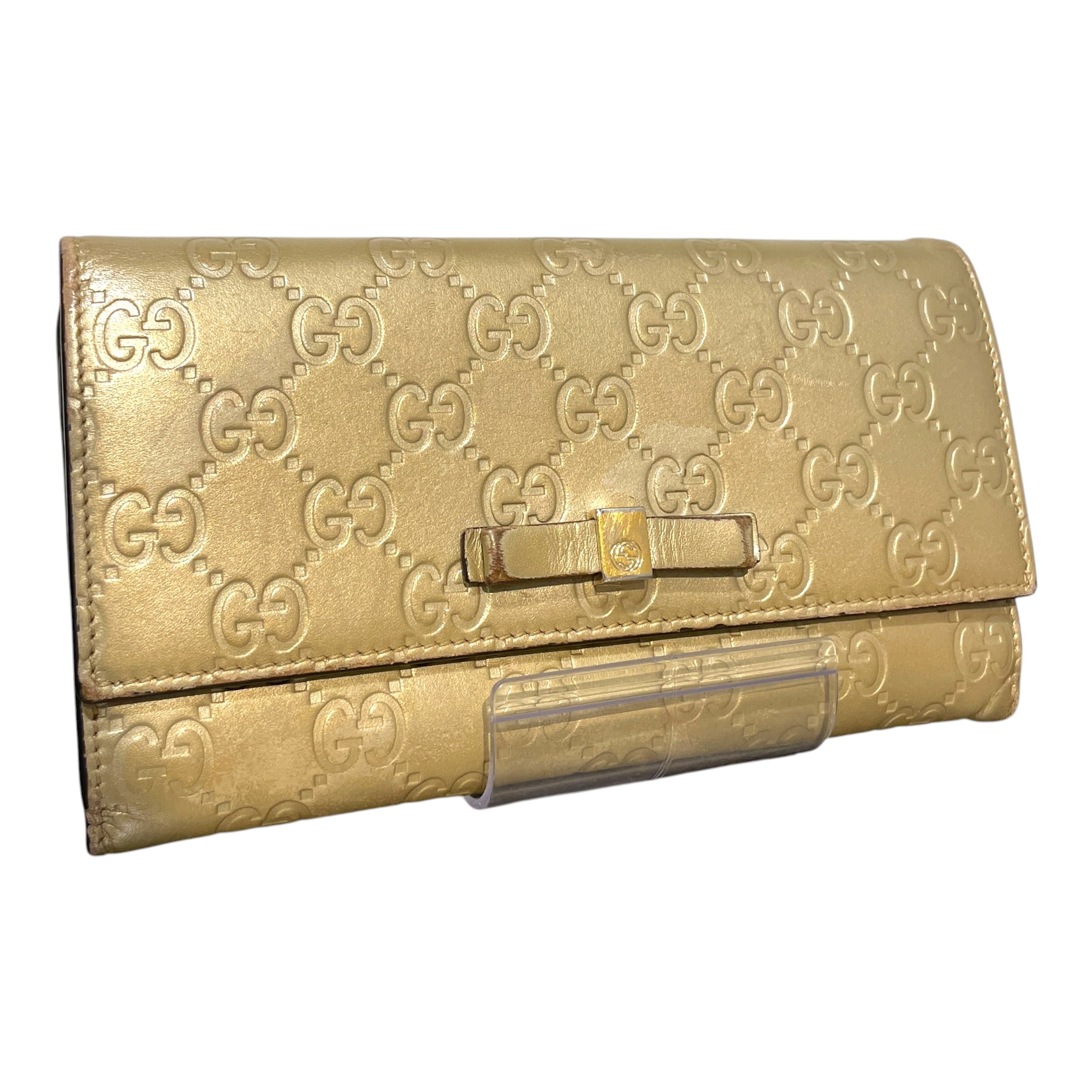 GUCCI/Long Wallet/Monogram/Leather/GLD/GG Bow Continental Wallet view 1