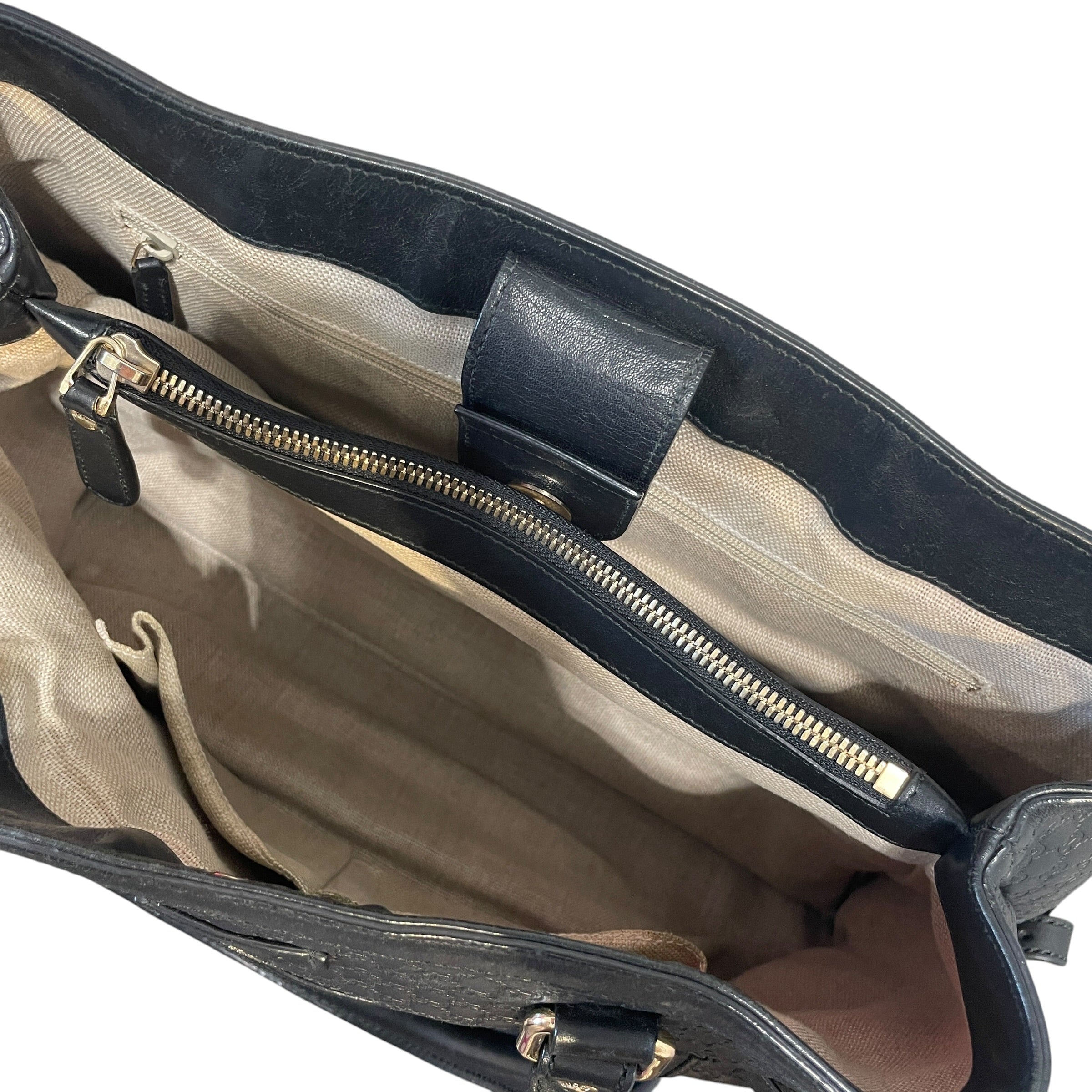 GUCCI/Tote Bag/Monogram/Leather/BLK/Microguccissima Tote view 5
