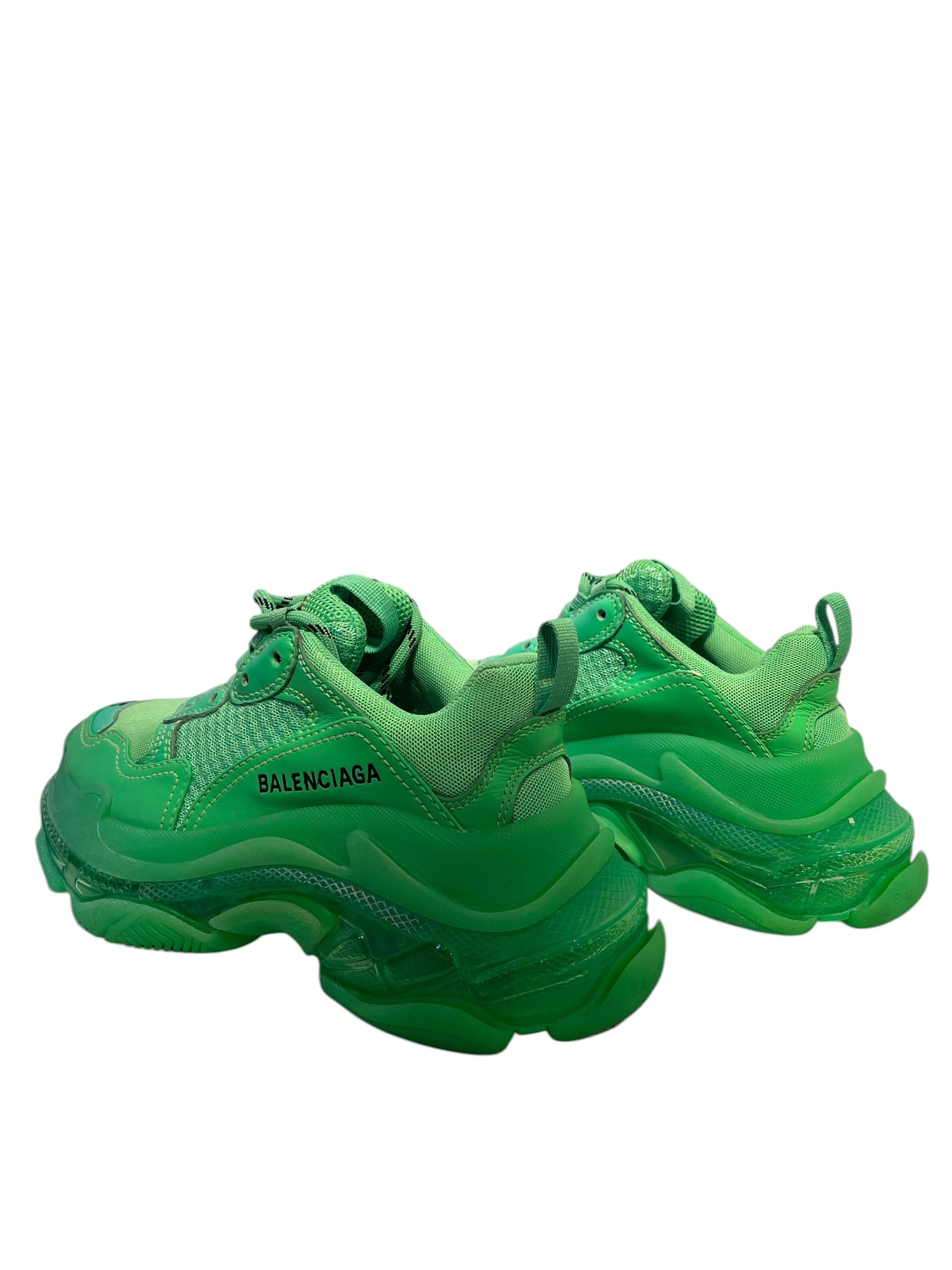 BALENCIAGA/Low-Sneakers/EU 35/Cotton/GRN/NEON TRIPLE S view 2