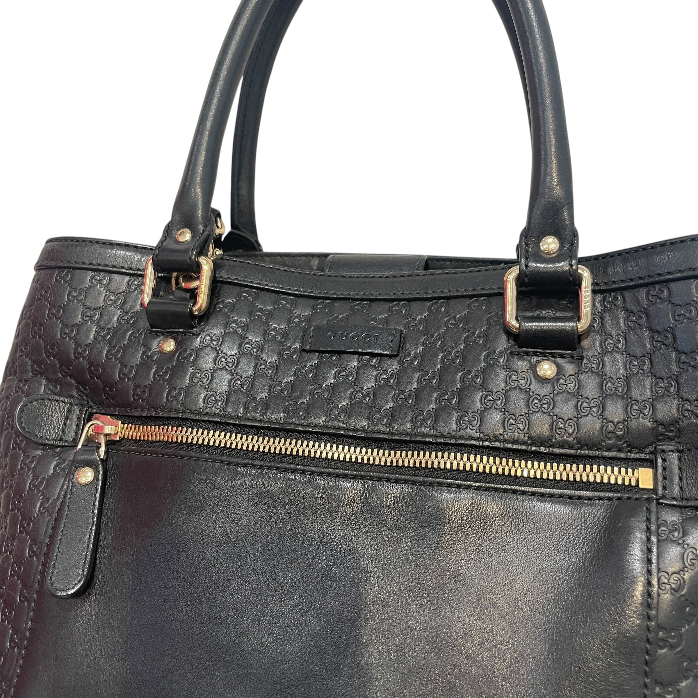 GUCCI/Tote Bag/Monogram/Leather/BLK/Microguccissima Tote view 3