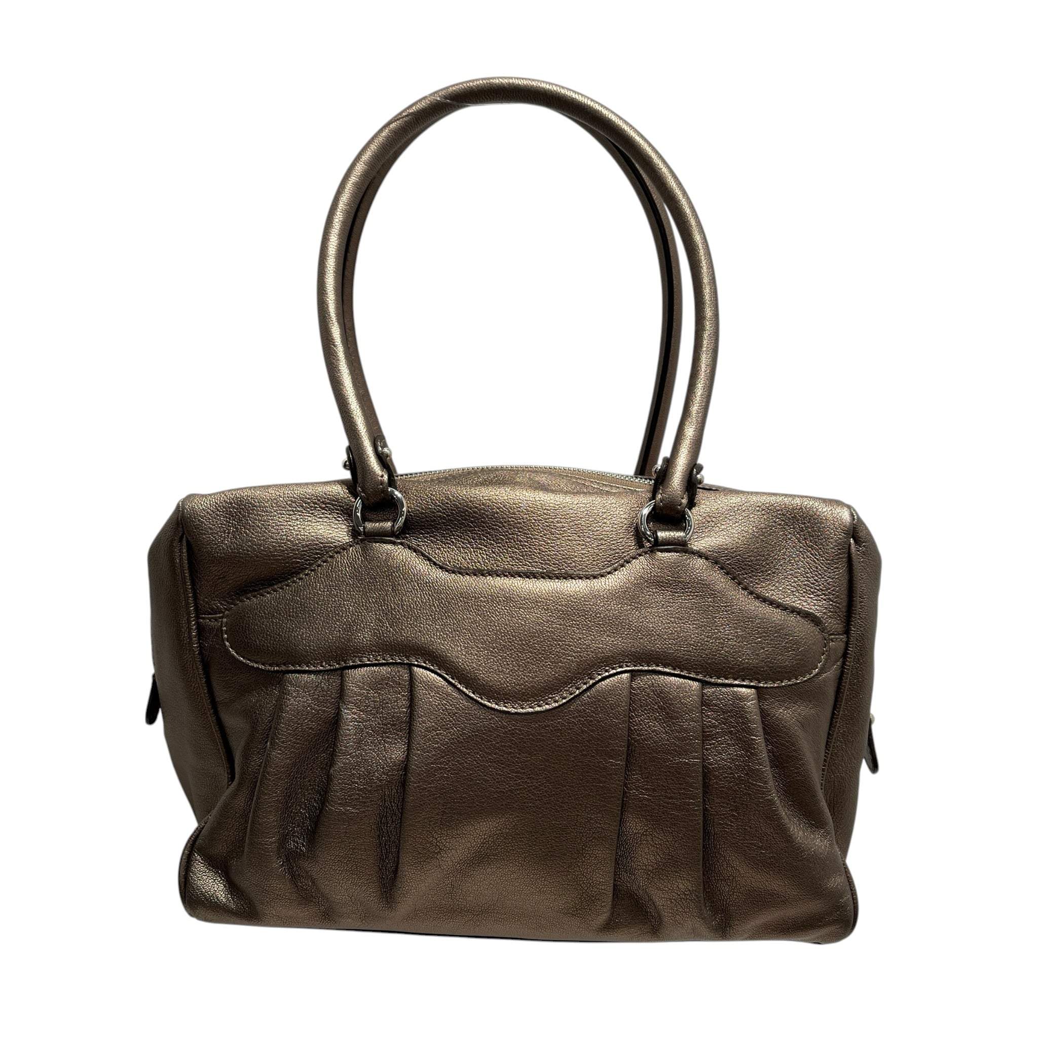 Salvatore Ferragamo/Hand Bag/Leather/KHK/METALLIC FINISH/SILVER ACCENTS view 2