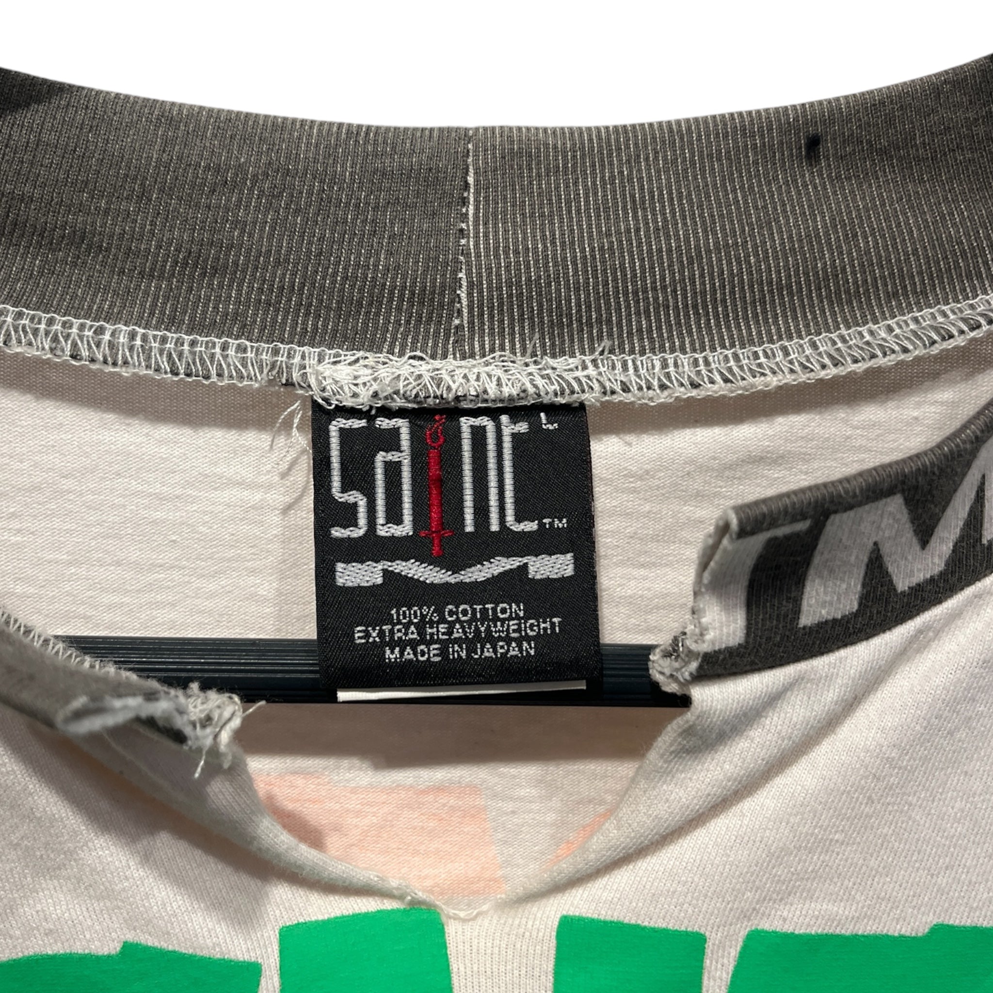 SAINT MICHAEL/T-Shirt/L/Cotton/WHT/Graphic/cheap holiday/ flame view 3