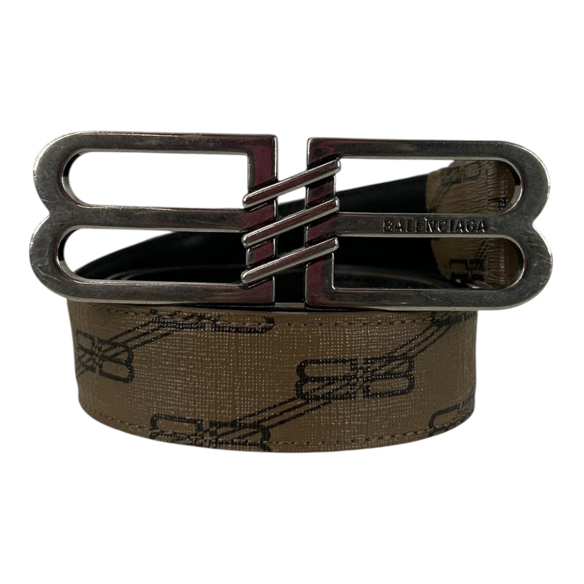 BALENCIAGA/Belt/Monogram/Leather/BEG/dble b all over view 1