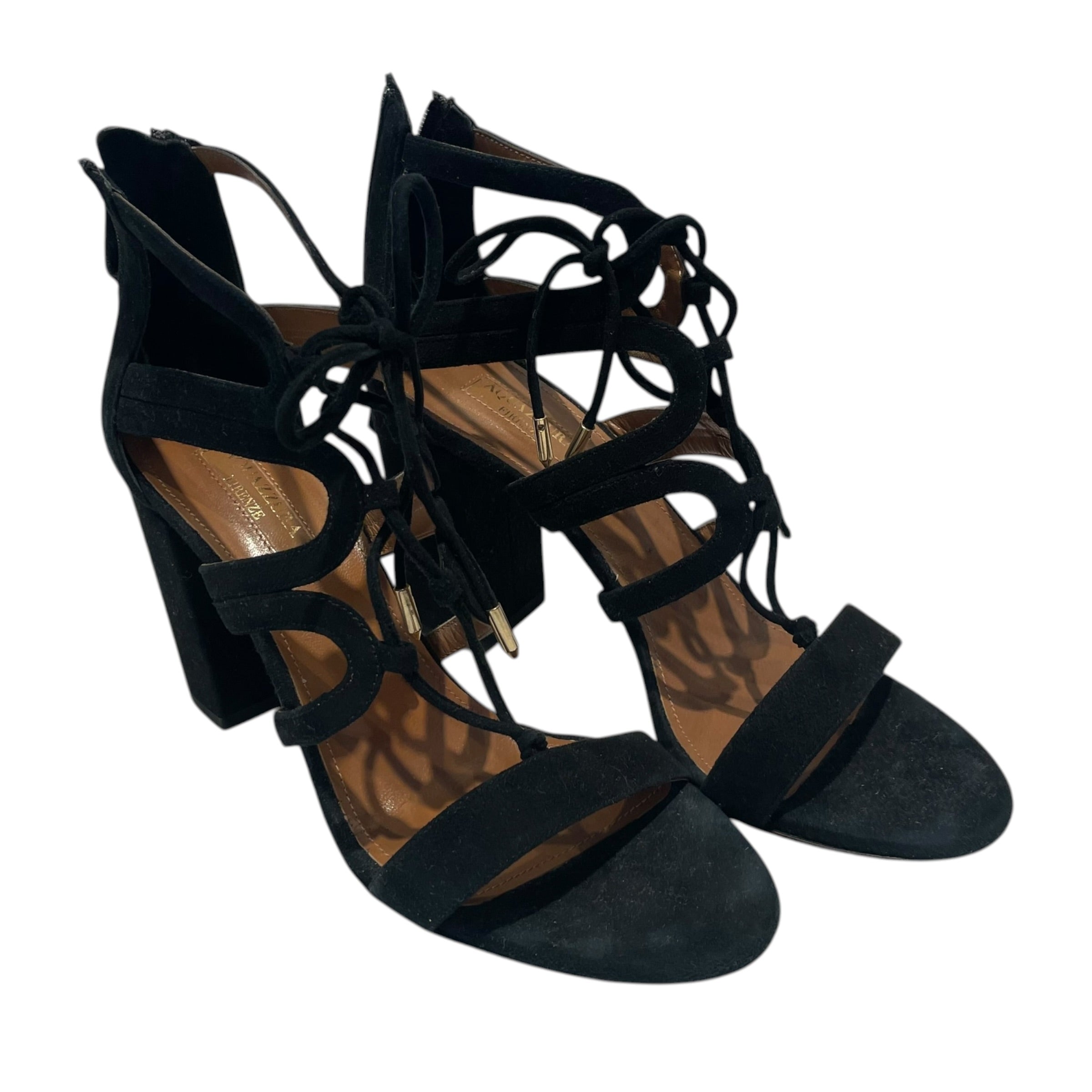 AQUAZZURA/Heels/EU 39/Suede/BLK/Beverly Hills view 1