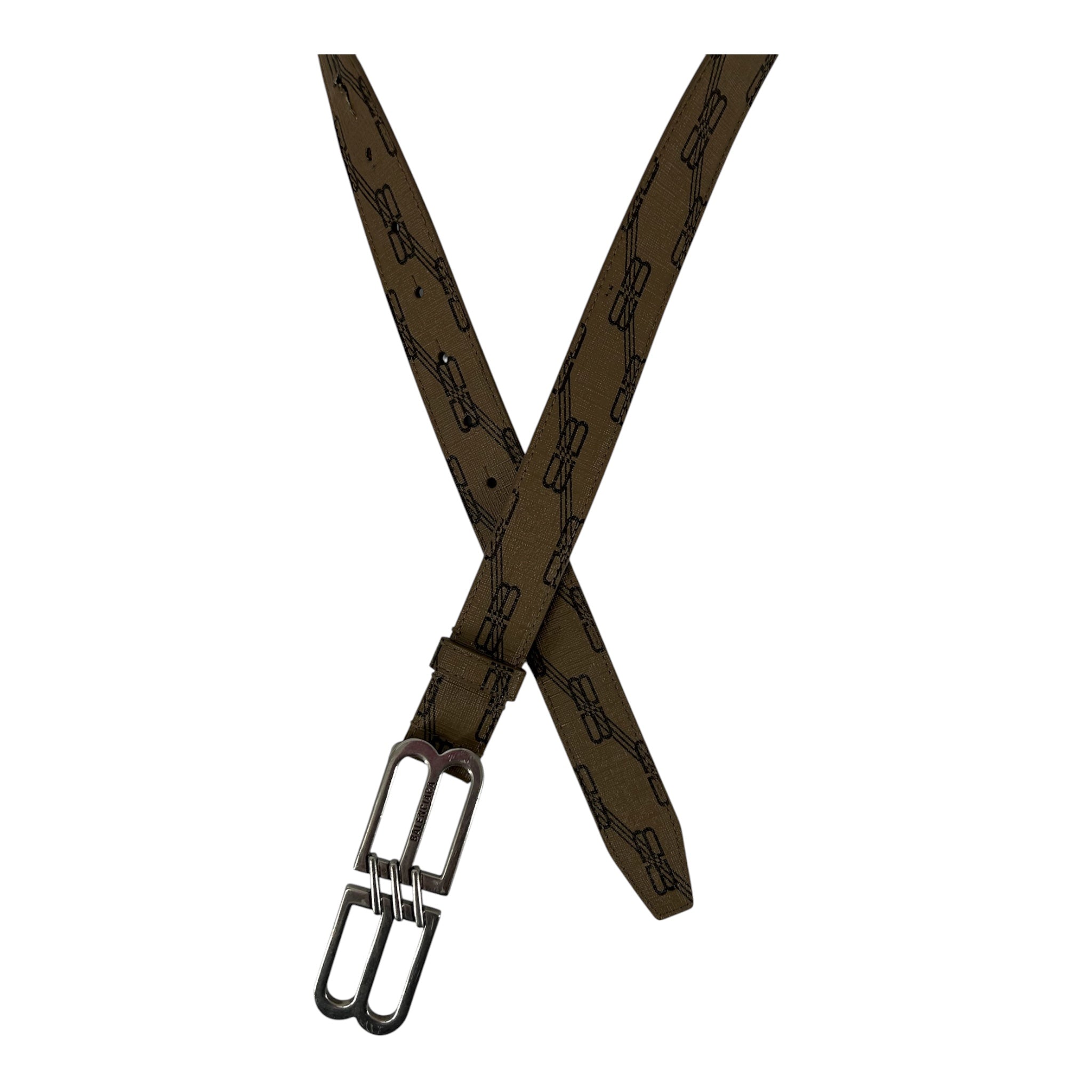 BALENCIAGA/Belt/Monogram/Leather/BEG/dble b all over view 2