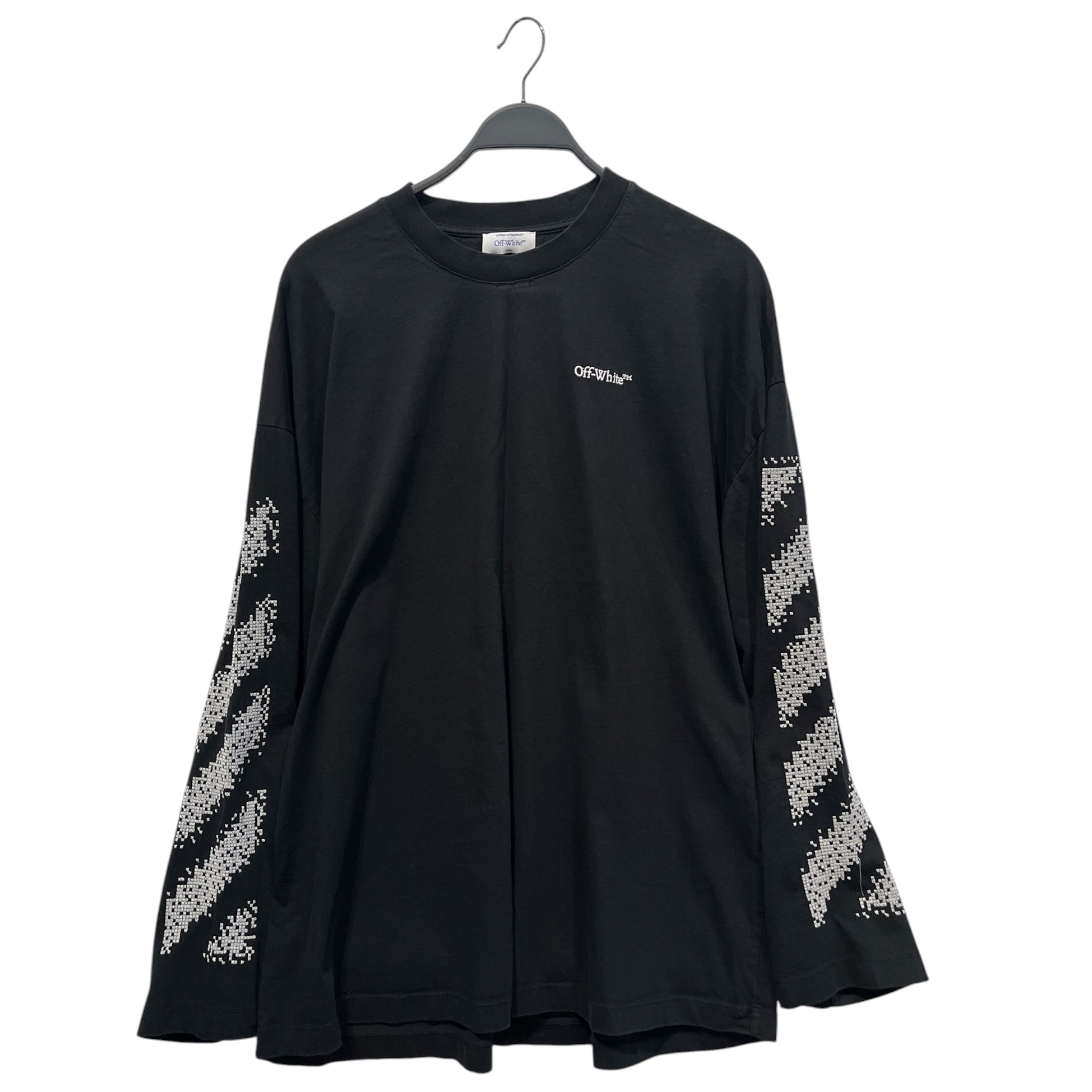 OFF-WHITE/LS T-Shirt/L/Cotton/BLK/High Neck/Graphic/Pixel Diagonal Pixel LS view 1