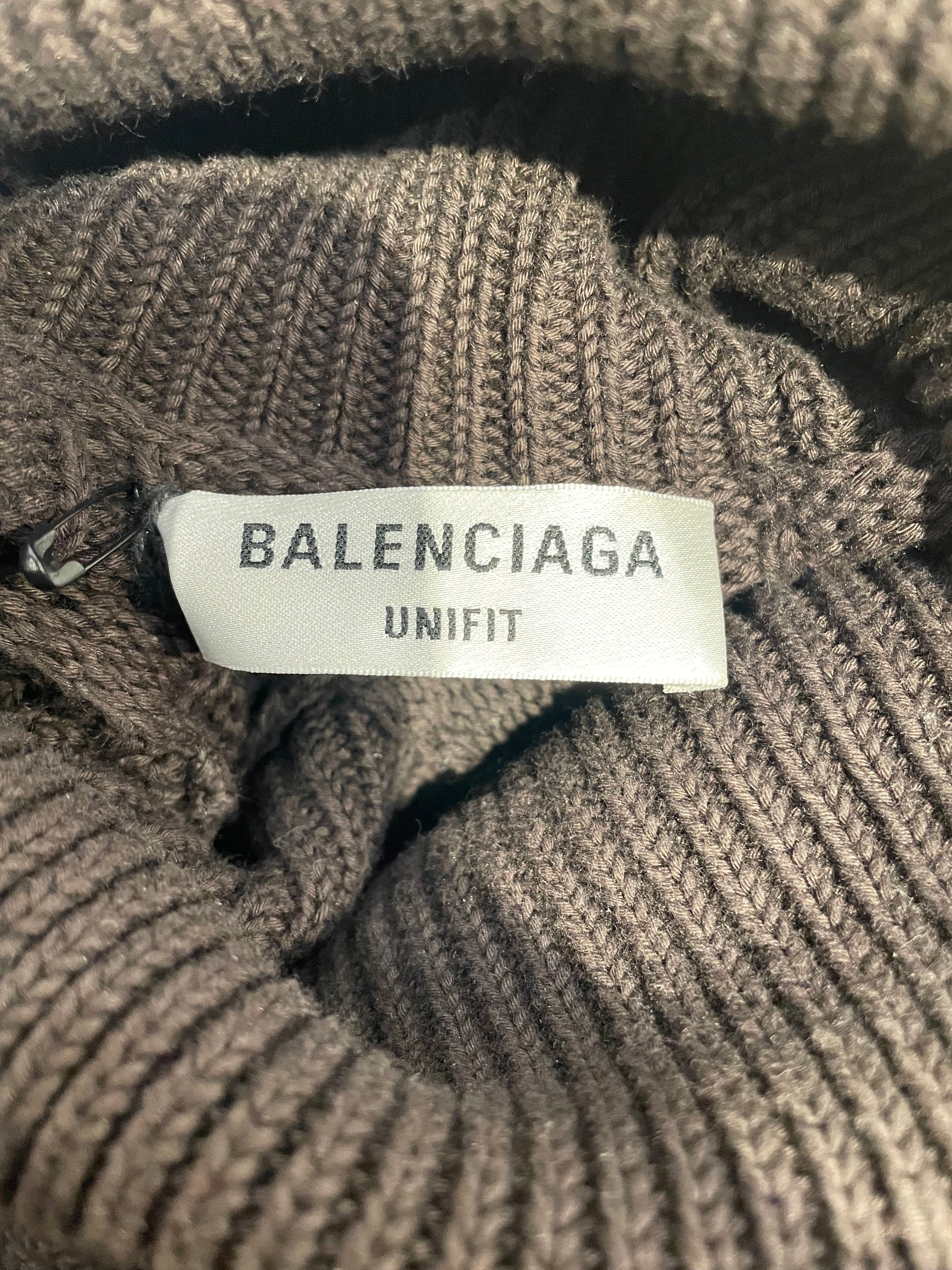 BALENCIAGA/Heavy Sweater/1/Wool/BRW/destroyed cable knit view 3