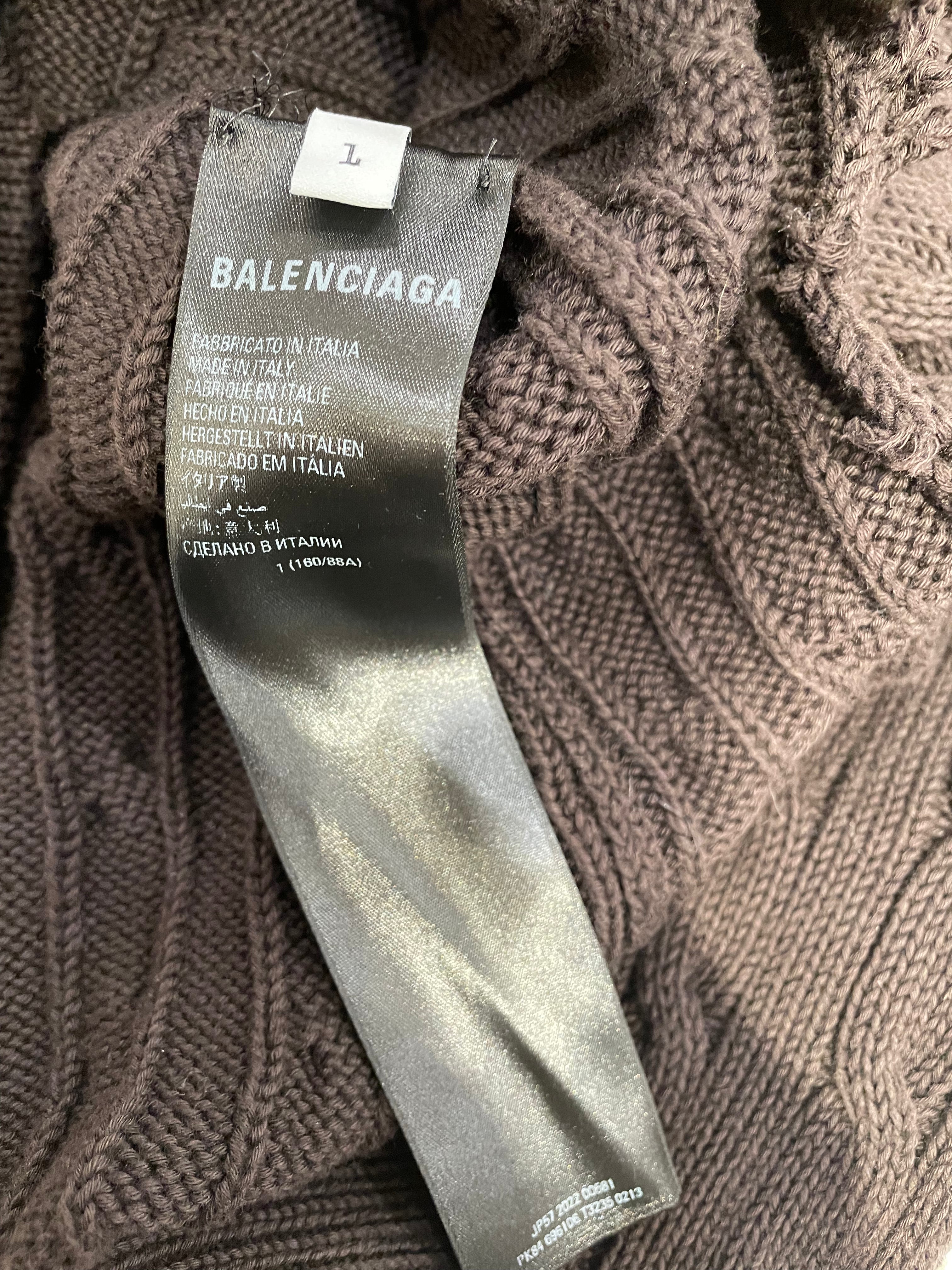 BALENCIAGA/Heavy Sweater/1/Wool/BRW/destroyed cable knit view 4