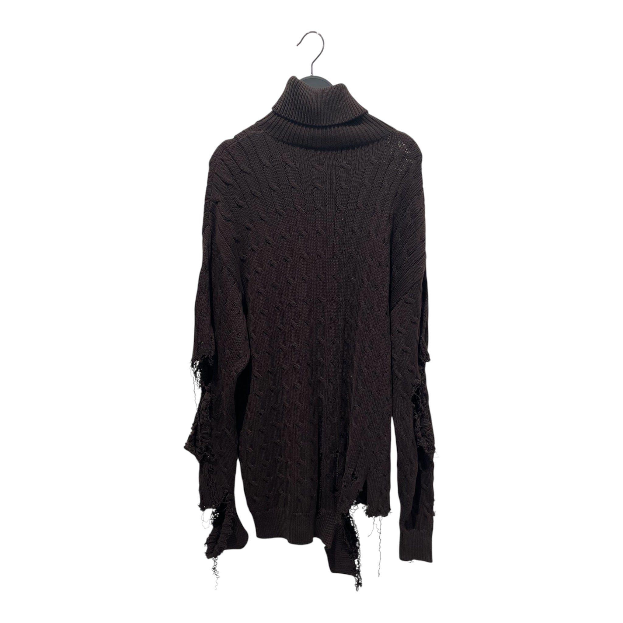 BALENCIAGA/Heavy Sweater/1/Wool/BRW/destroyed cable knit view 2