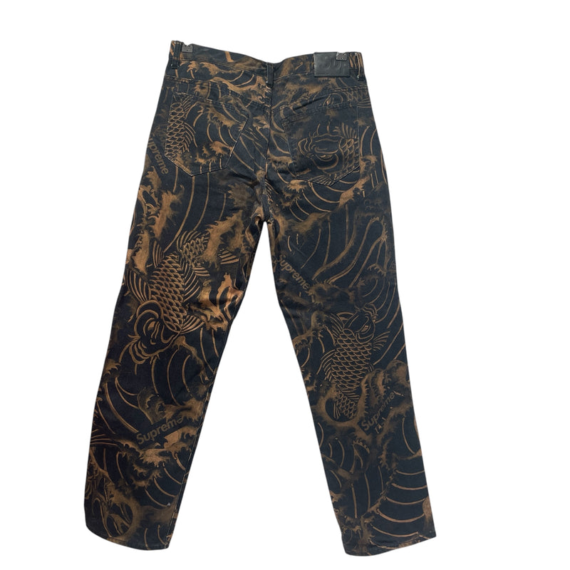 Supreme/Straight Pants/32/Denim/BRW/Button Fly/All Over Print/SS20 Waves Regular Jean