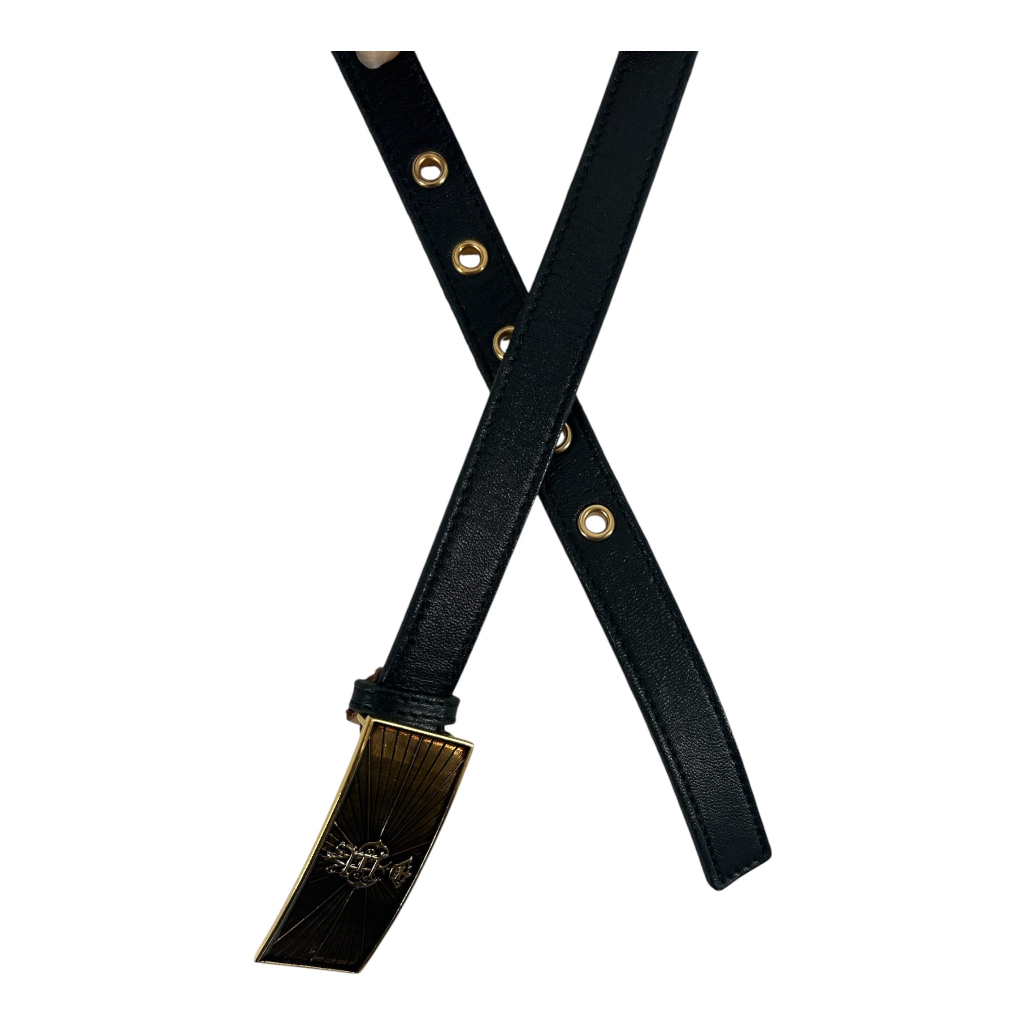 EMILIO PUCCI/Belt/Leather/BLK/L's/GOLD BUCKLE THIN BELT view 2