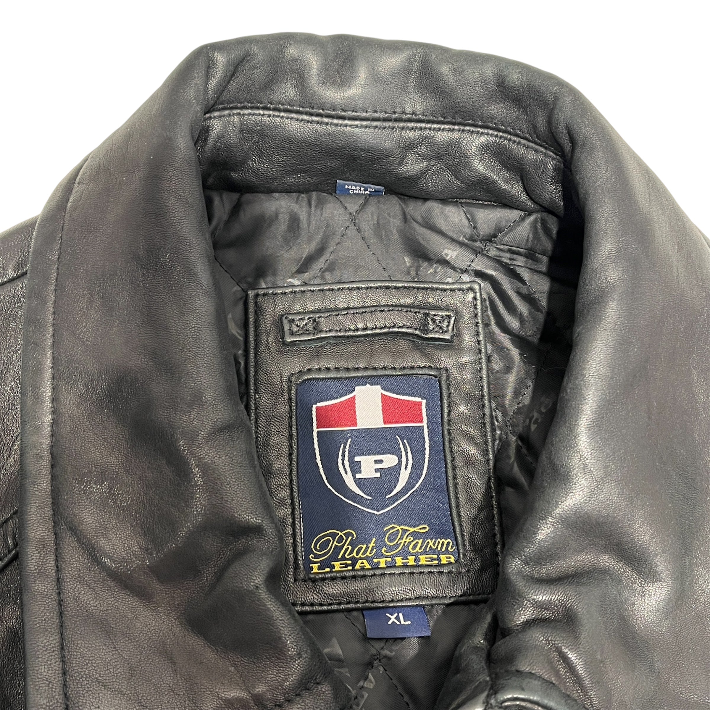 PHAT FARM/Leather Jkt/XL/Leather/BLK/BIG ZIP RIBBED CUFFS view 3