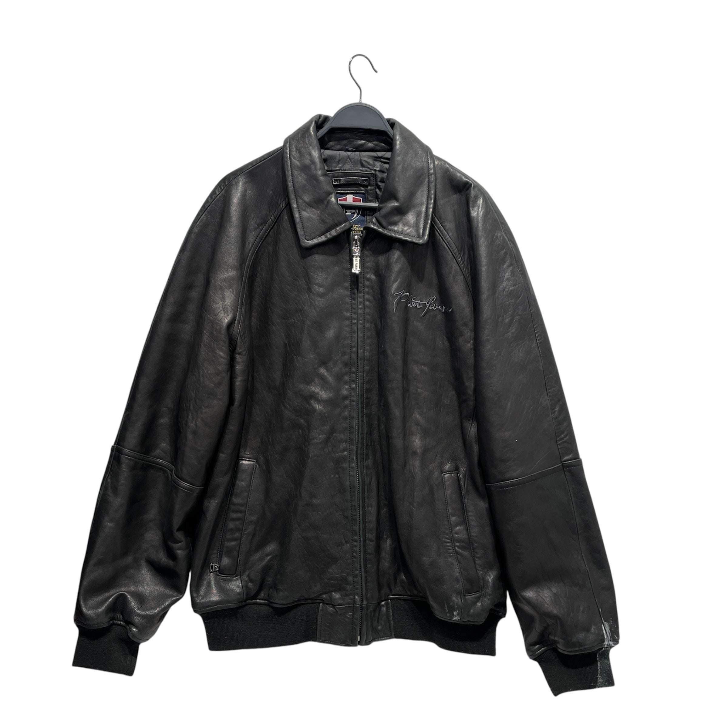 PHAT FARM/Leather Jkt/XL/Leather/BLK/BIG ZIP RIBBED CUFFS view 1
