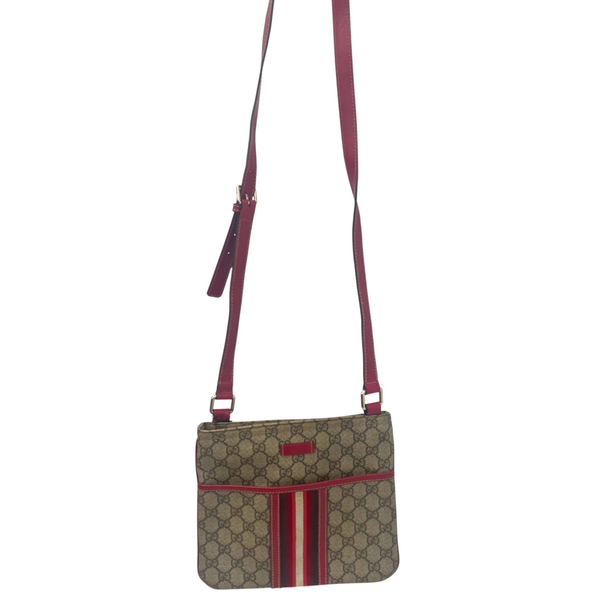 GUCCI/Cross Body Bag/Monogram/Leather/BEG/Supreme Web Flat view 1