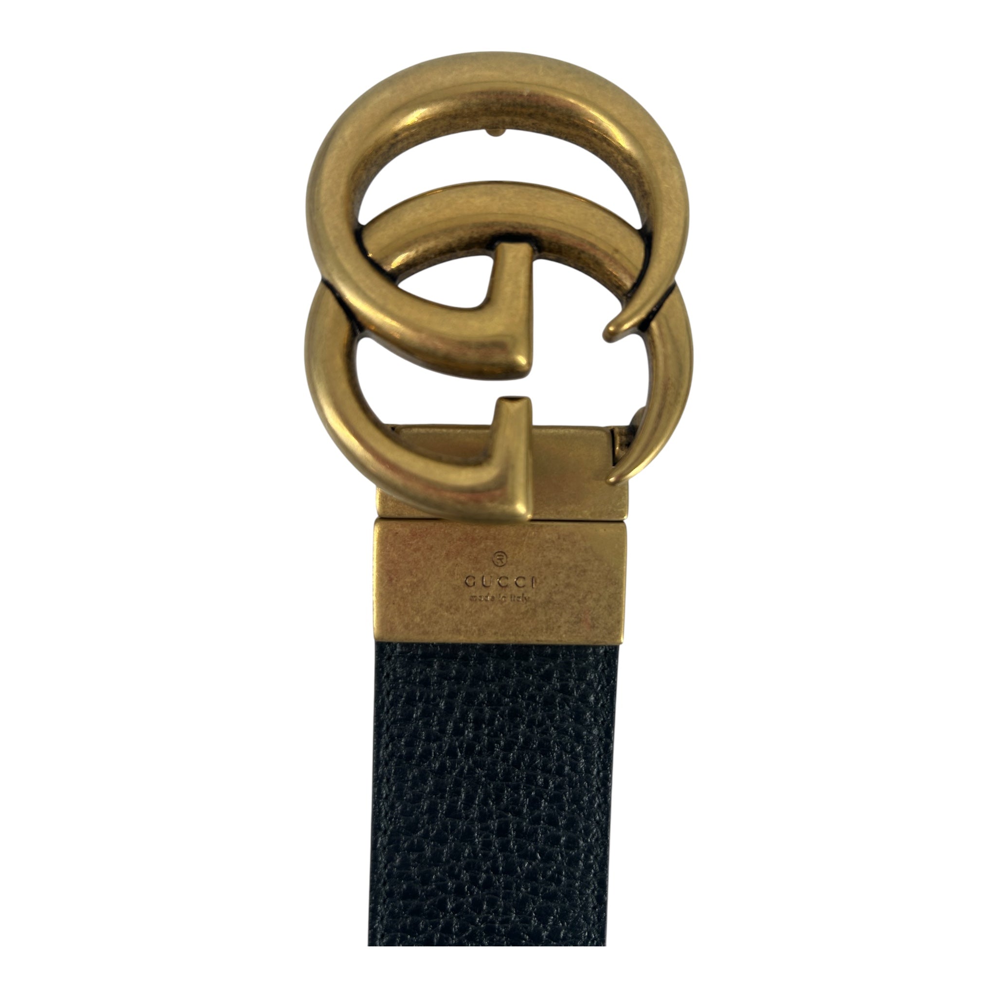 GUCCI/Belt/Leather/BRW/M's/REVERSIBLE BLK GOLD GG BUCKLE view 3