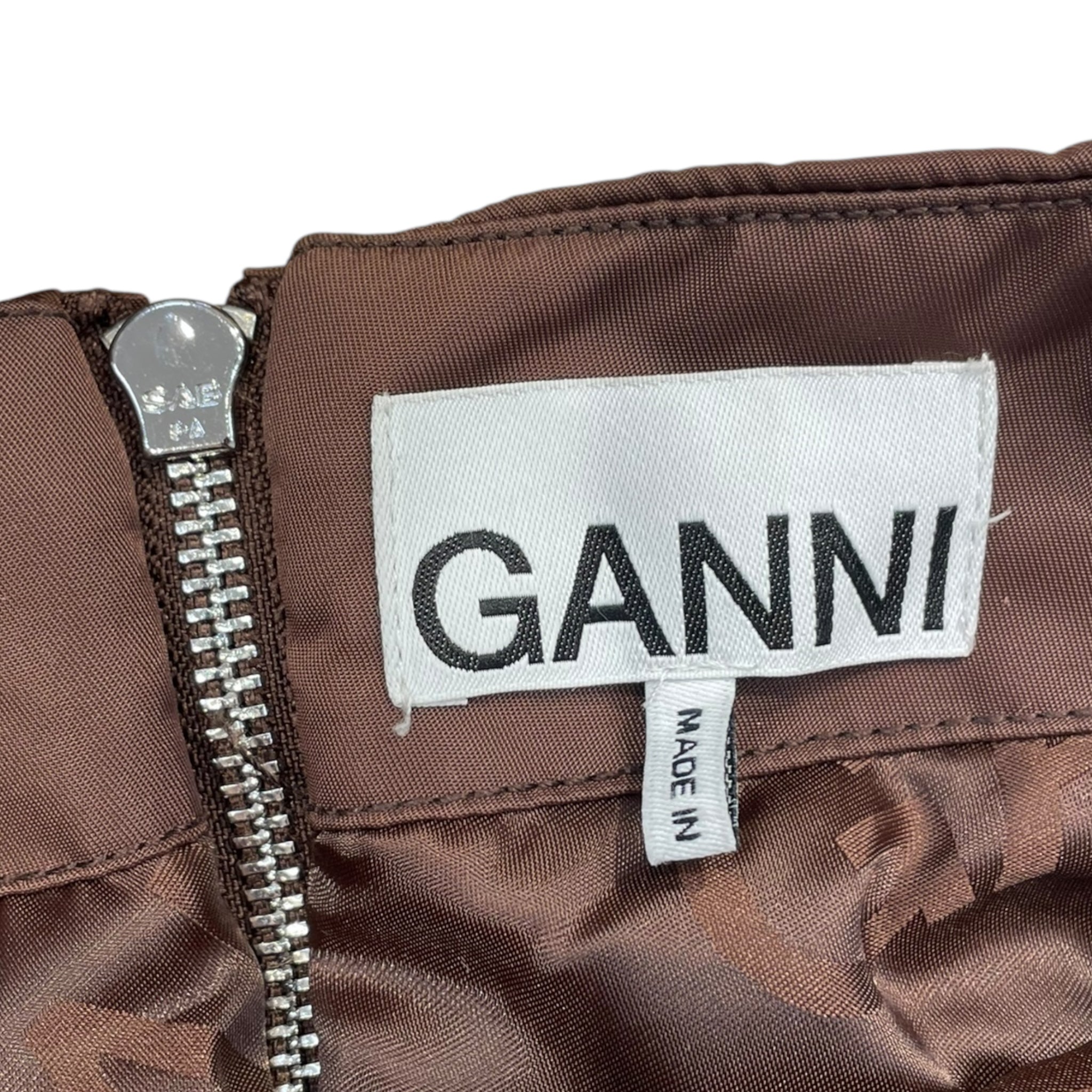 GANNI/Skirt/32/Nylon/BRW/Brown Ruched Mini Skirt view 3