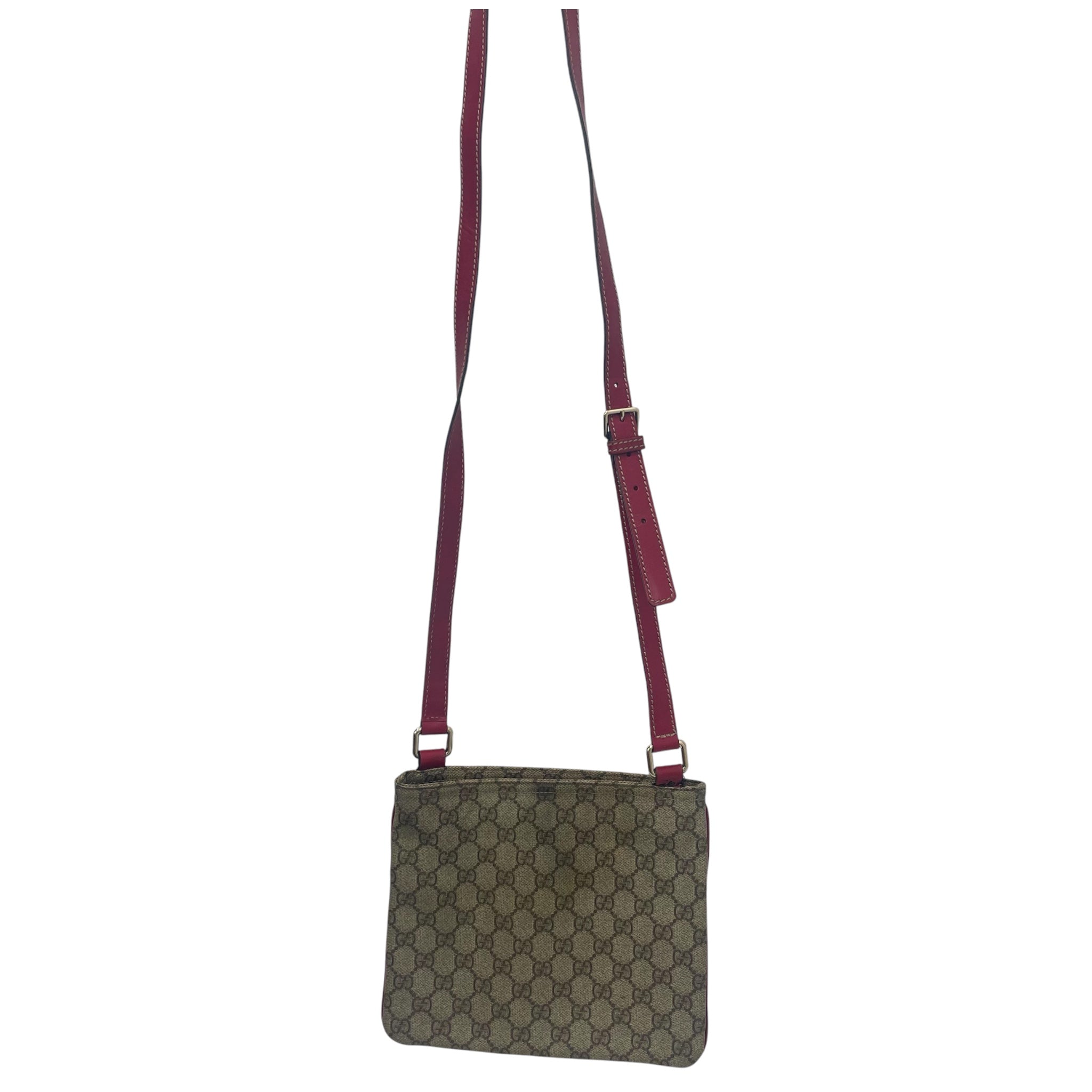 GUCCI/Cross Body Bag/Monogram/Leather/BEG/Supreme Web Flat view 2