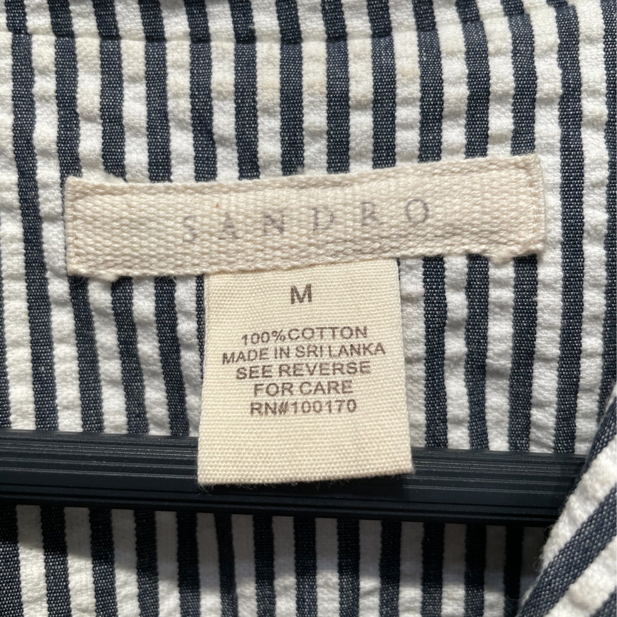sandro/Tailored Jkt/M/Cotton/WHT/Stripe/black pin stripe view 3