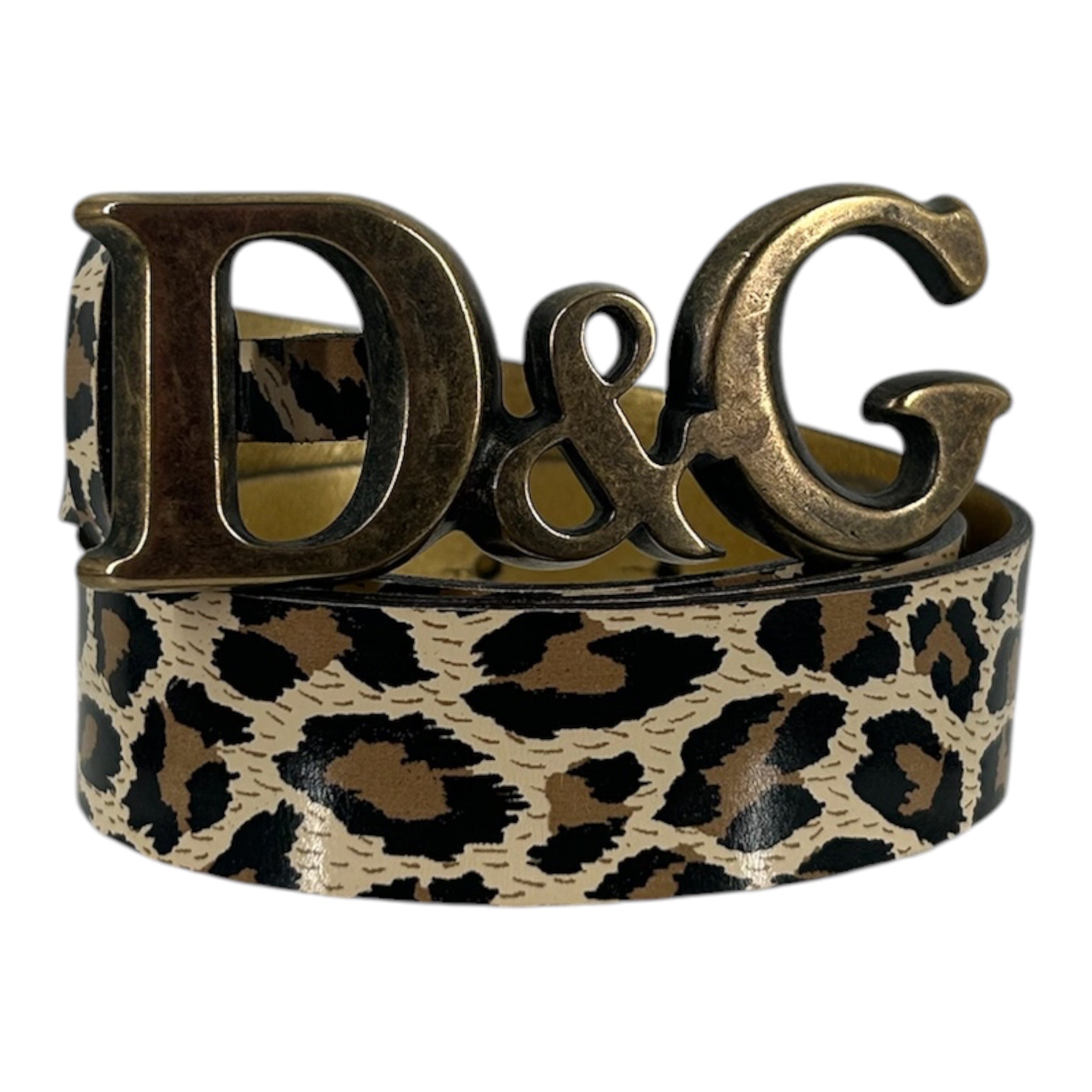 DOLCE&GABBANA/Belt/Animal Pattern/Leather/BEG/L's/CHEETAH PRINT GOLD LOGO BUCKLE view 1