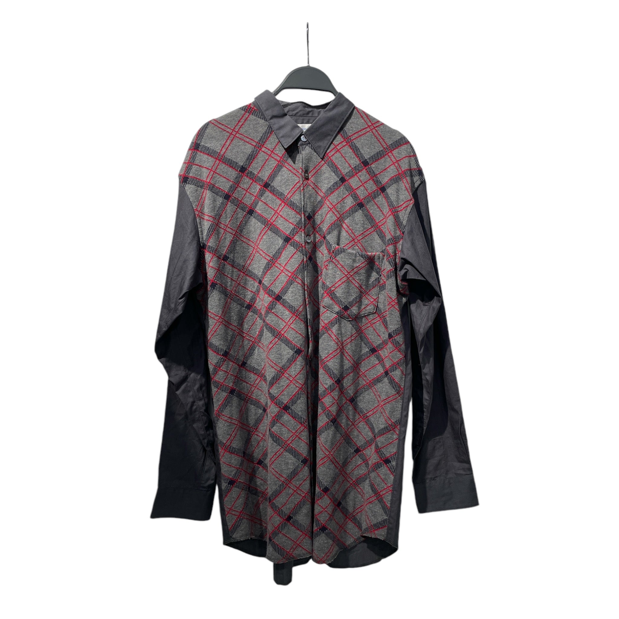 COMME des GARÇONS SHIRT/LS SHIRT/- -/Cotton/GRY/Plain/knit/button up w/ red lines view 1