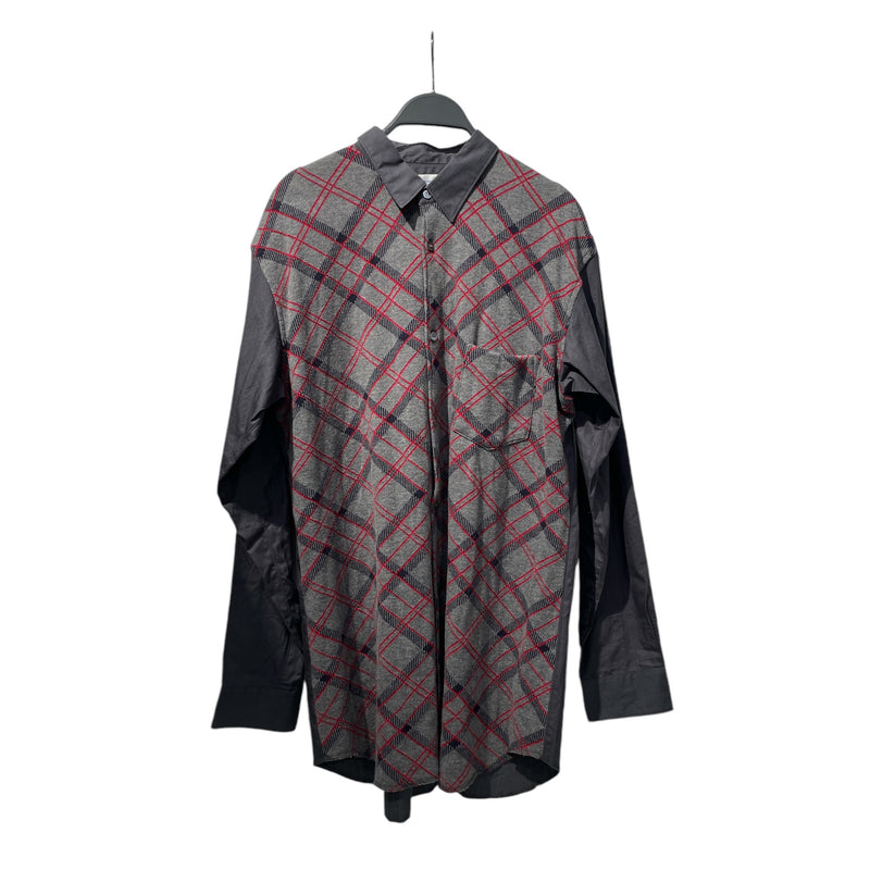 COMME des GARÇONS SHIRT/LS SHIRT/- -/Cotton/GRY/Plain/knit/button up w/ red lines