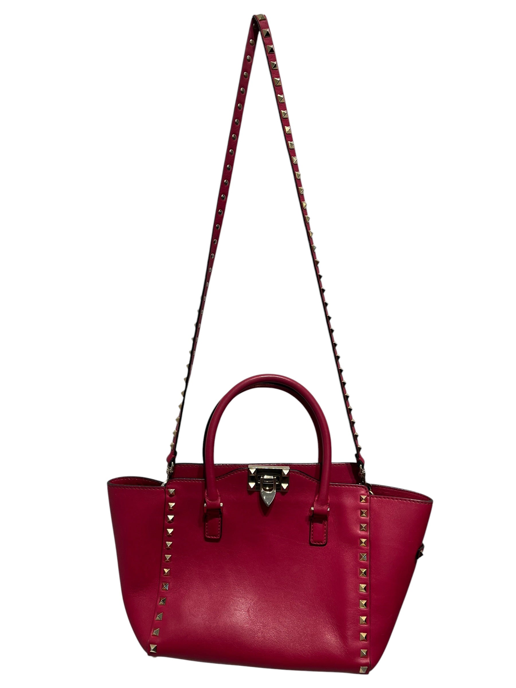 VALENTINO/Cross Body Bag/Leather/PNK/Rockstud Top handle Bag view 1