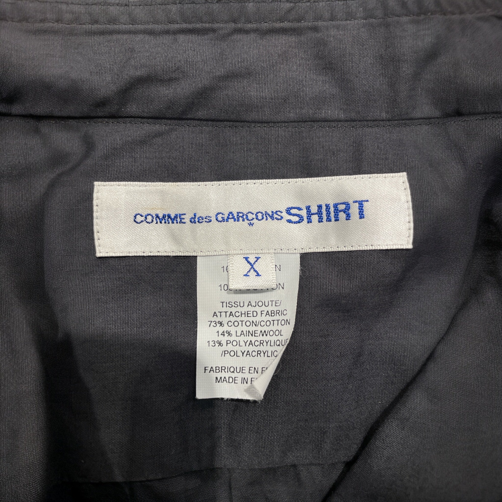 COMME des GARÇONS SHIRT/LS SHIRT/- -/Cotton/GRY/Plain/knit/button up w/ red lines view 3