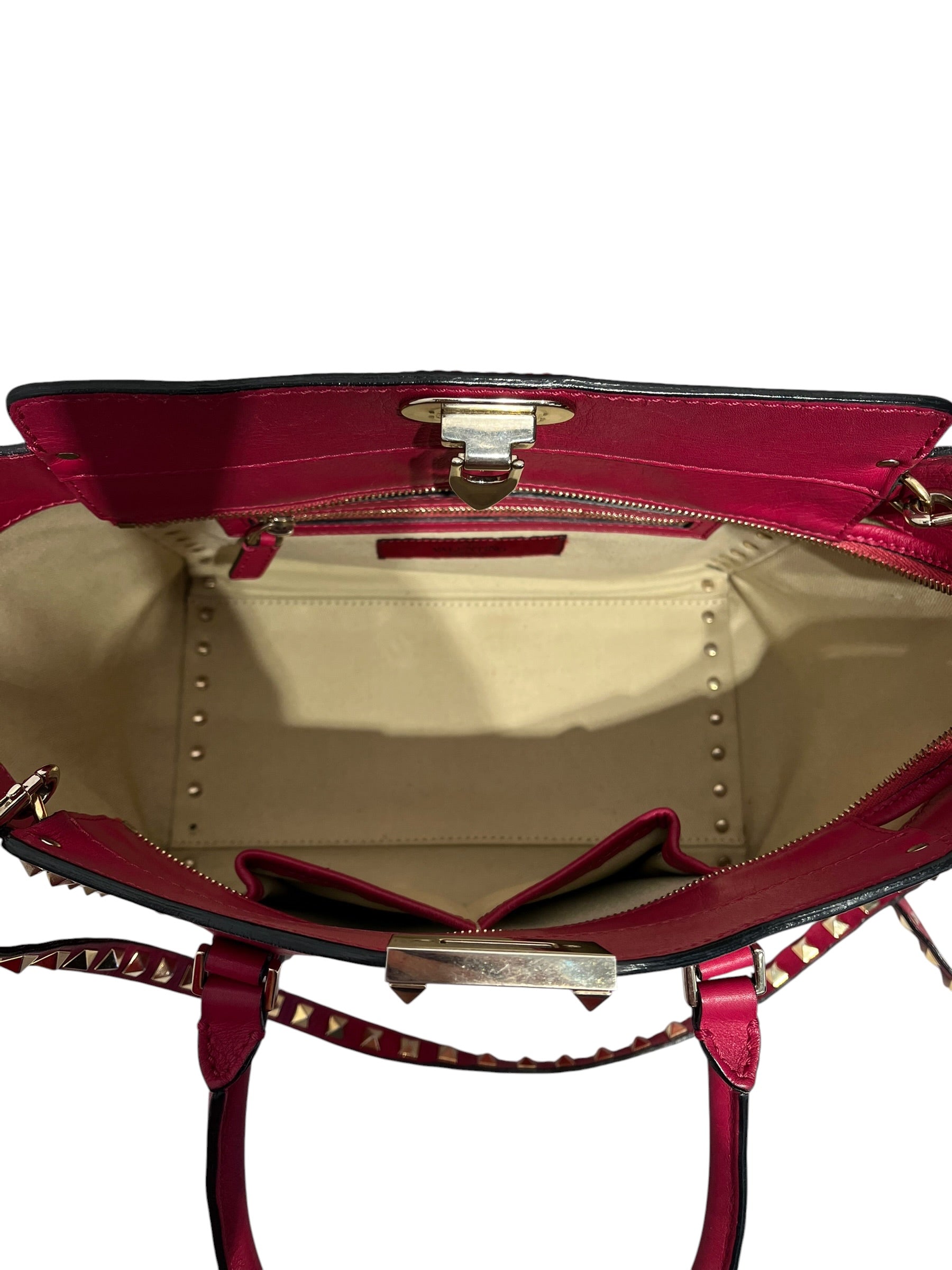 VALENTINO/Cross Body Bag/Leather/PNK/Rockstud Top handle Bag view 3