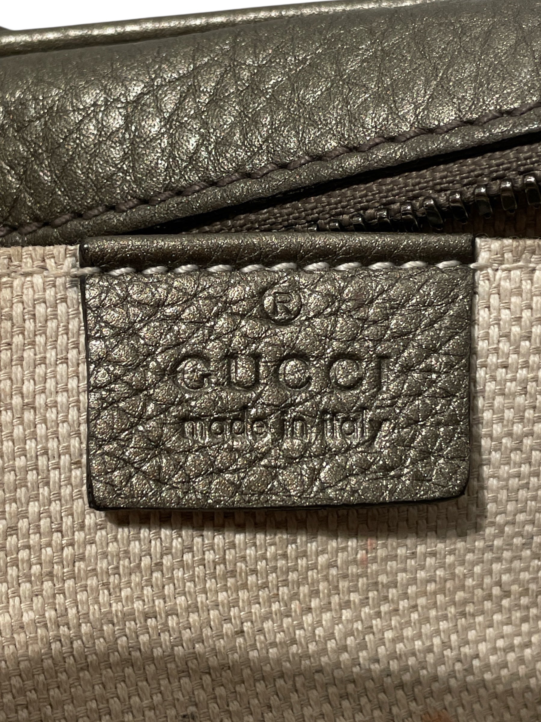 GUCCI/Cross Body Bag/Leather/GRY/small soho disco bag view 4